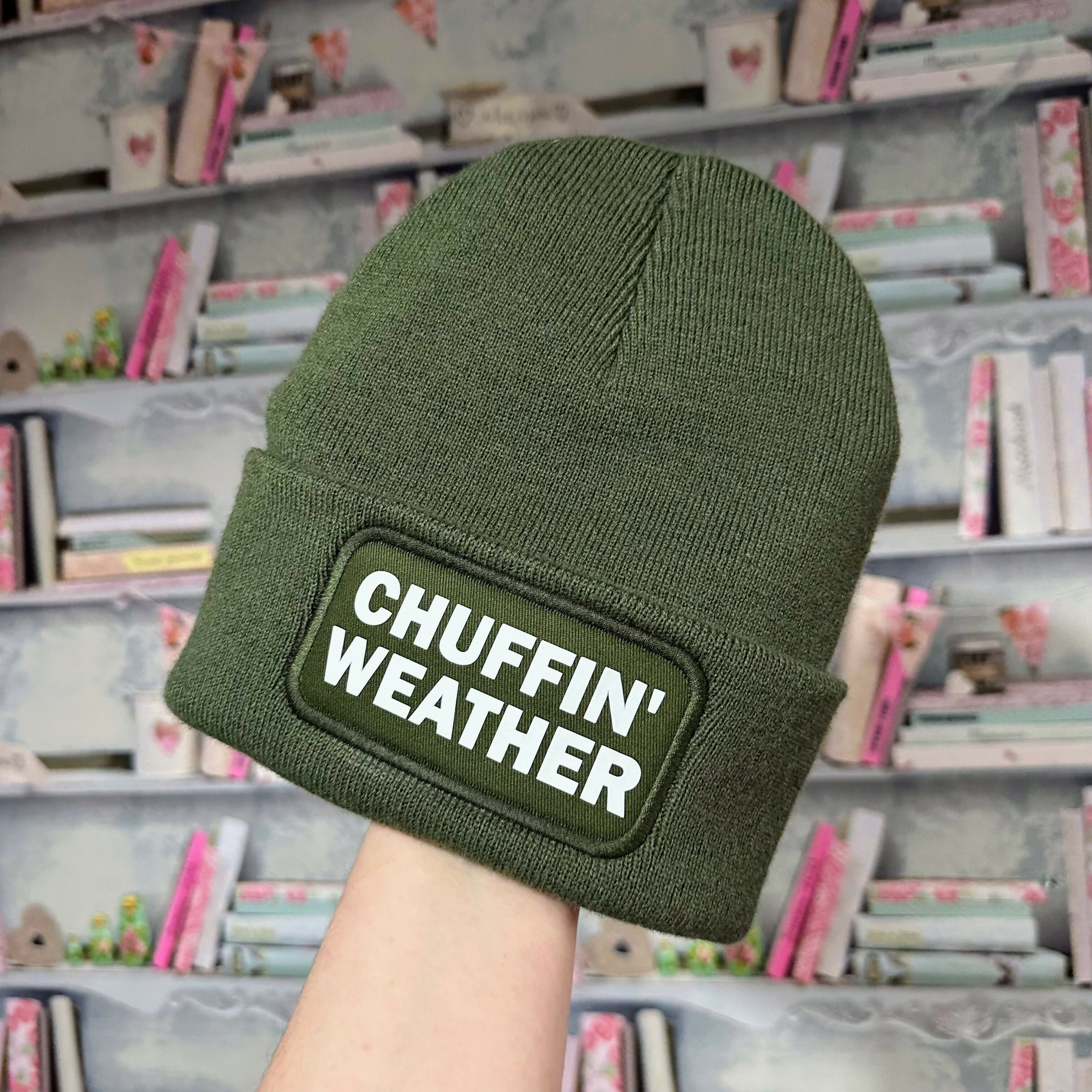 Chuffin Weather Cuffed Rectangular Patch Beanie Hat