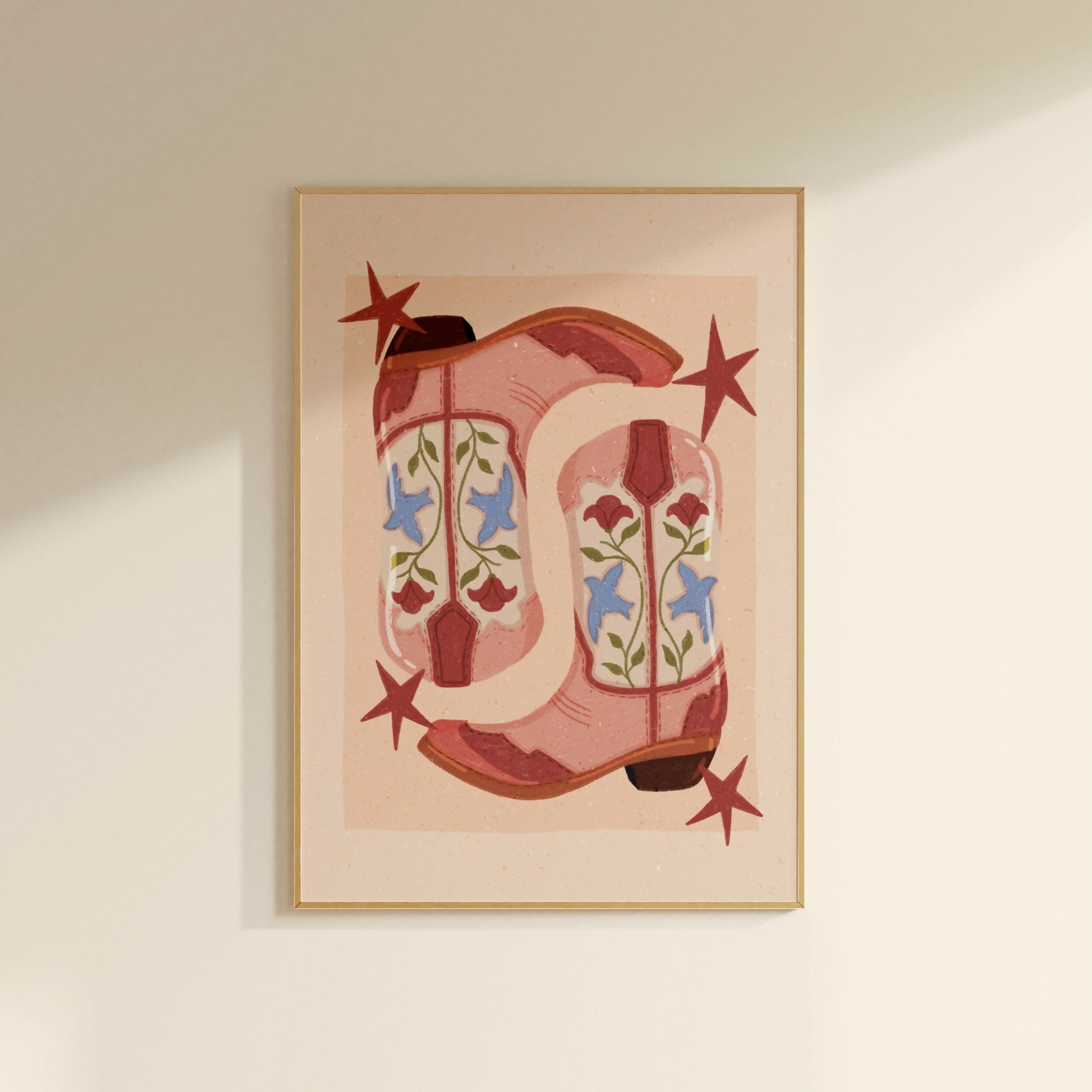 Cowboy Boot Illustration, Western Art Print (A4)