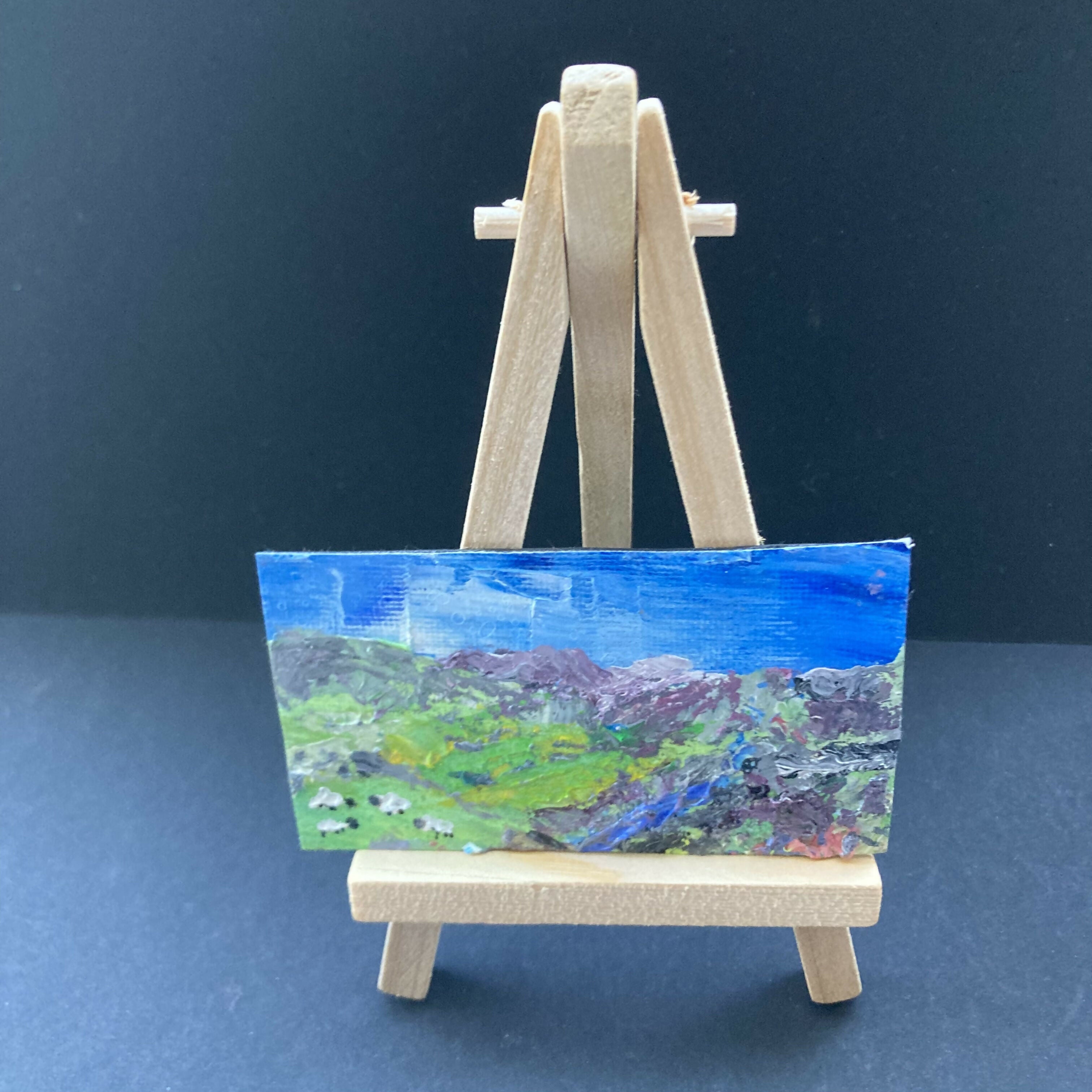 Sheep In Heather Mini Canvas Original Oil Painting Fridge Magnet