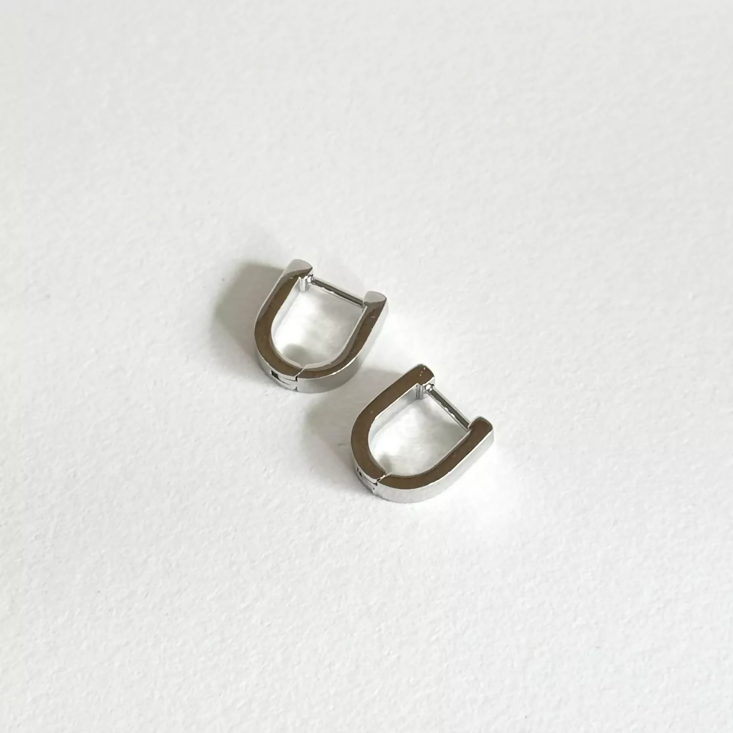Chunky Rhodium Silver Huggie Earrings