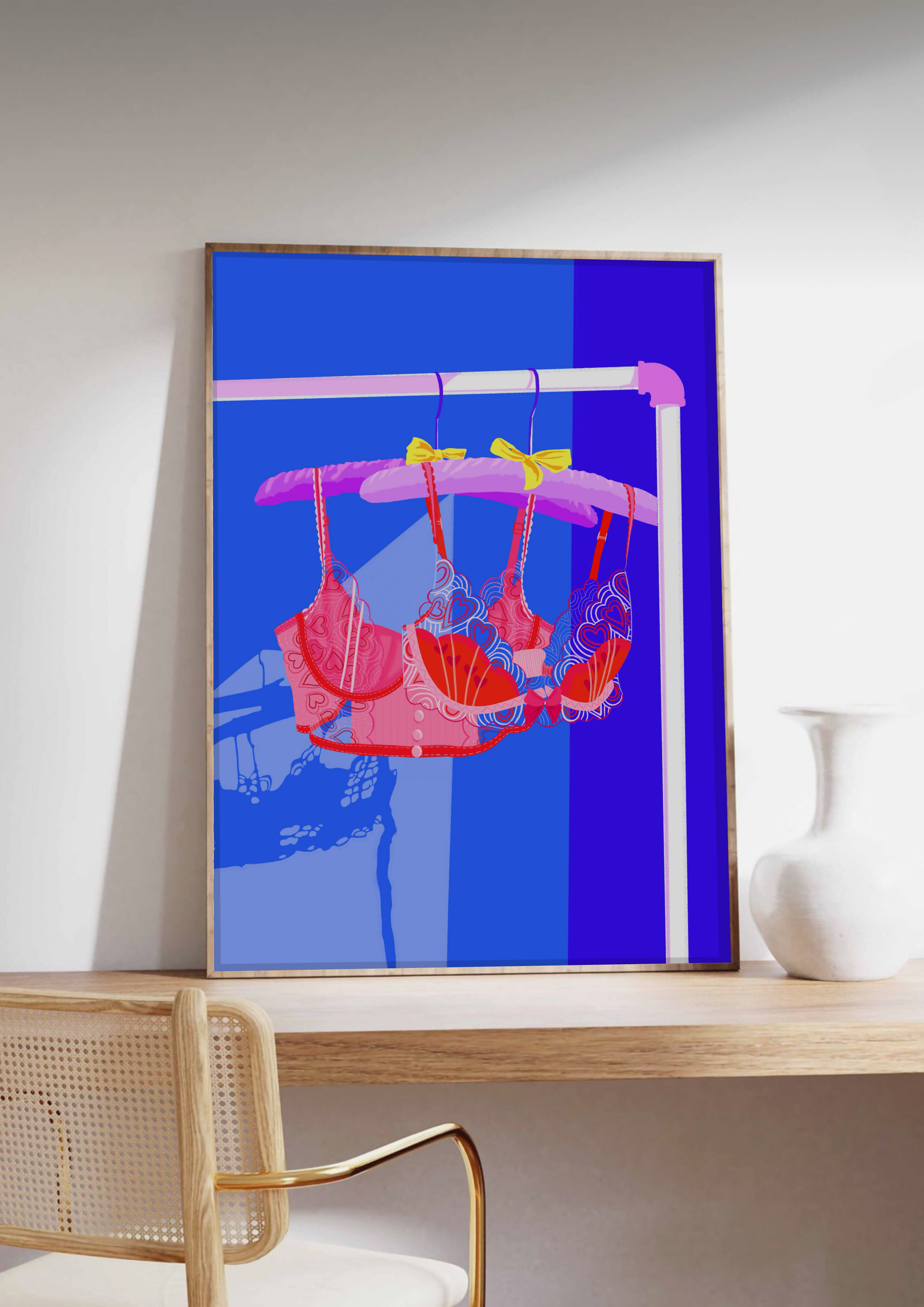 Dark Blue Bra Art Print
