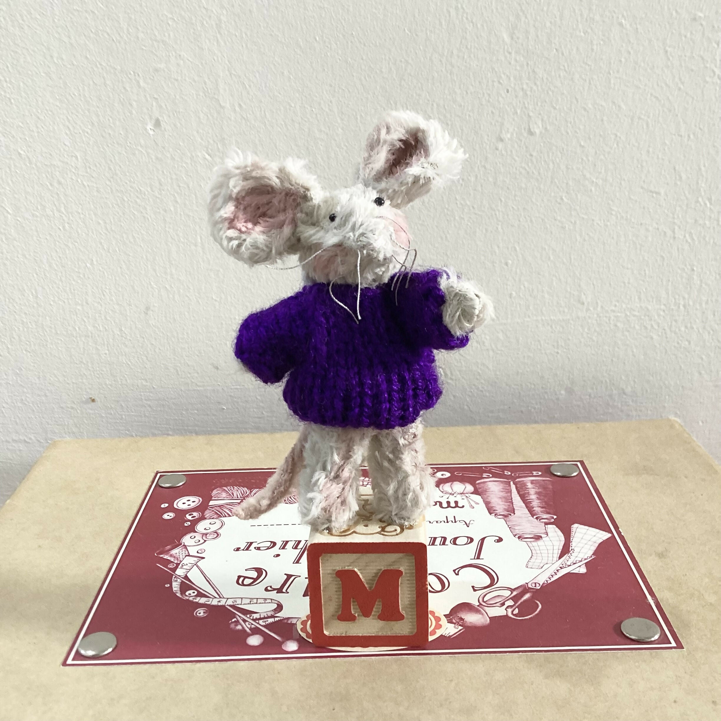 Miniature Mouse On Block Ornament