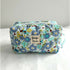 Blue Retro Floral Flower Quilted Waterproof Makeup/Toiletry Bag