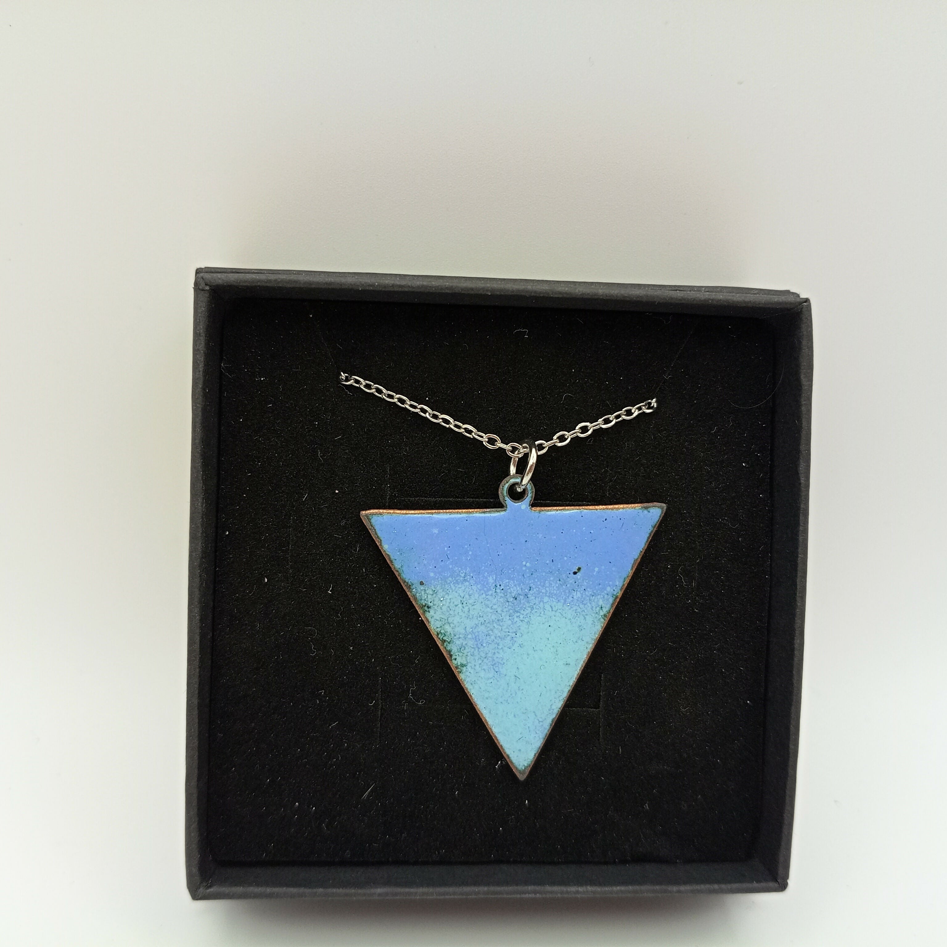 Powder and Sky Blue Triangular Enamel Pendant