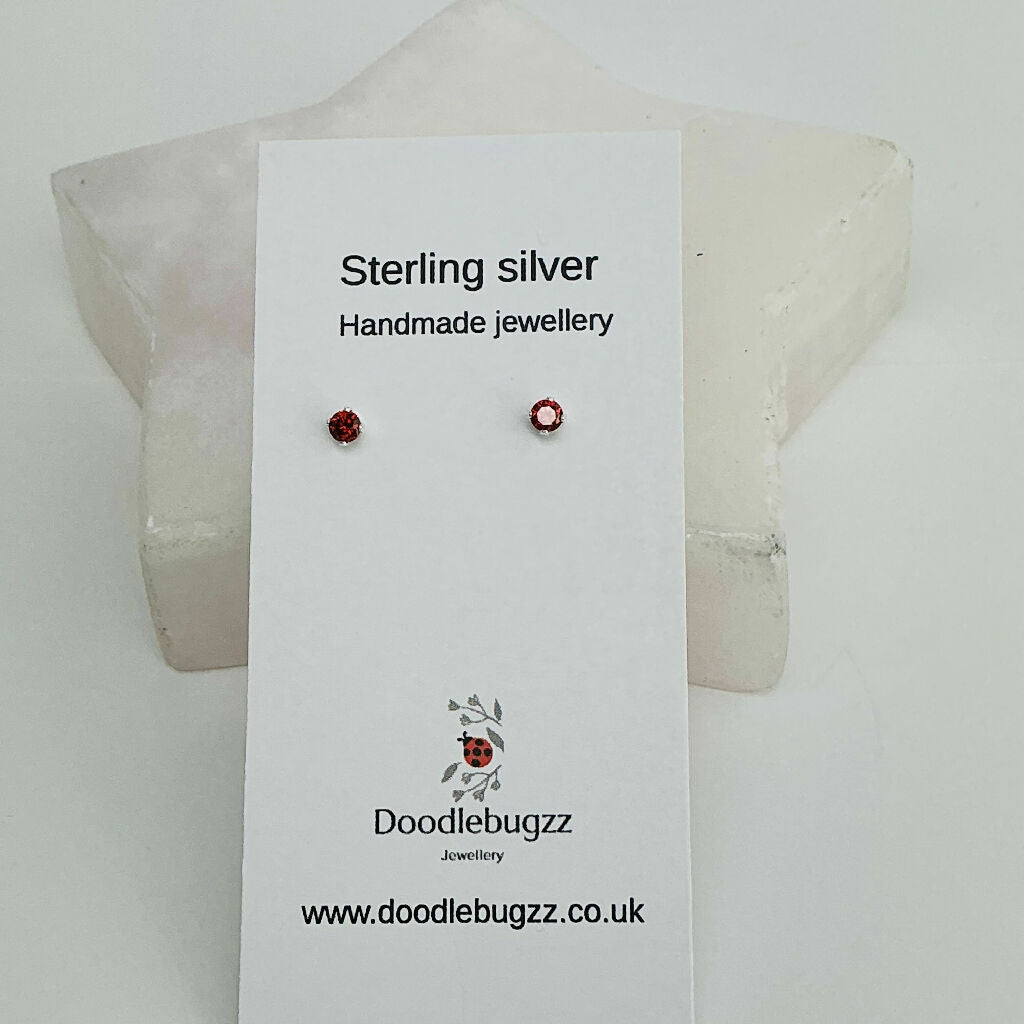 Sterling Silver Cubic Zirconia Stud Earrings 3mm