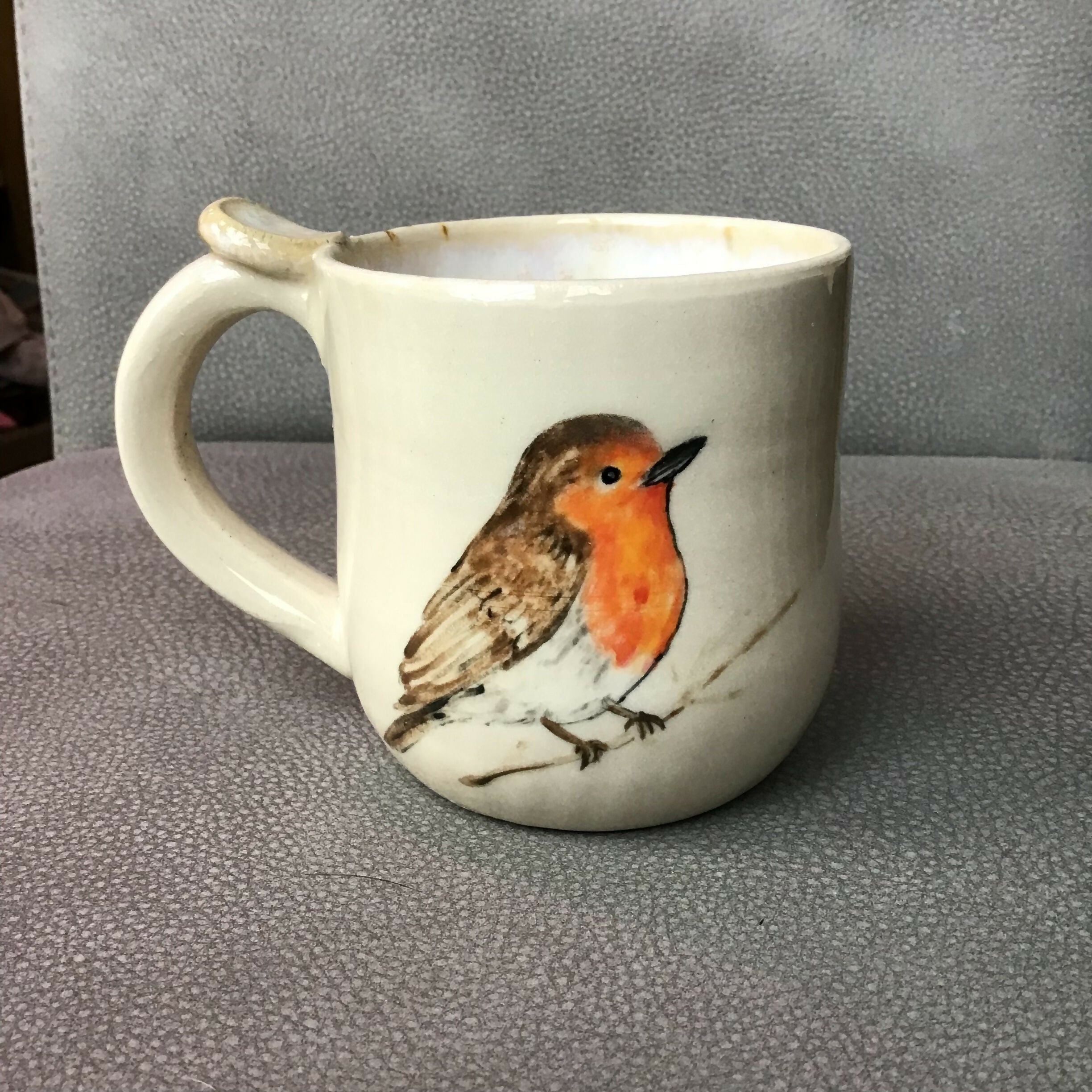 Handpainted stoneware Animal Mug - Brown/Cream