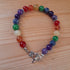 Tibetan Silver Toggle Catch Rainbow Bracelet with Chalcedony, Carnelian, Jade, Agate, Jasper & Amethyst.