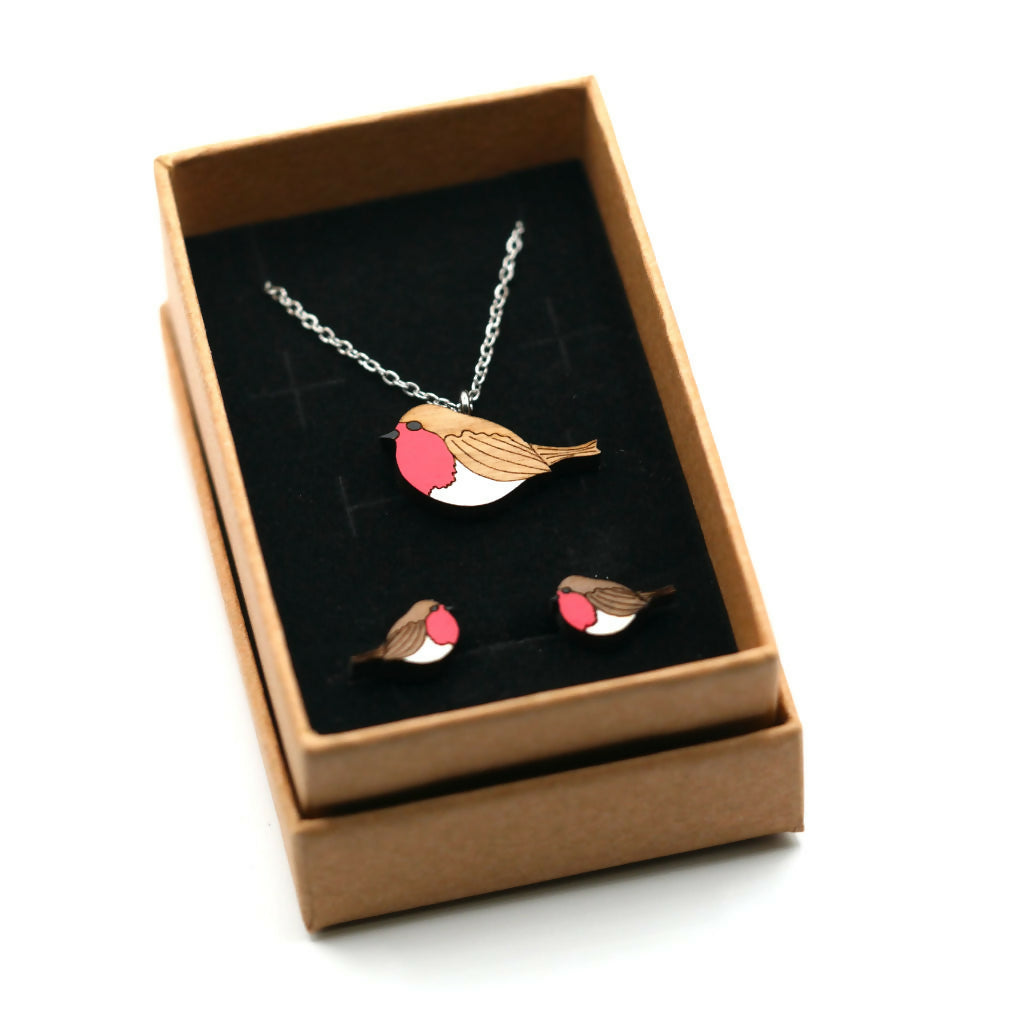 Robins Necklace and Stud Earrings Set