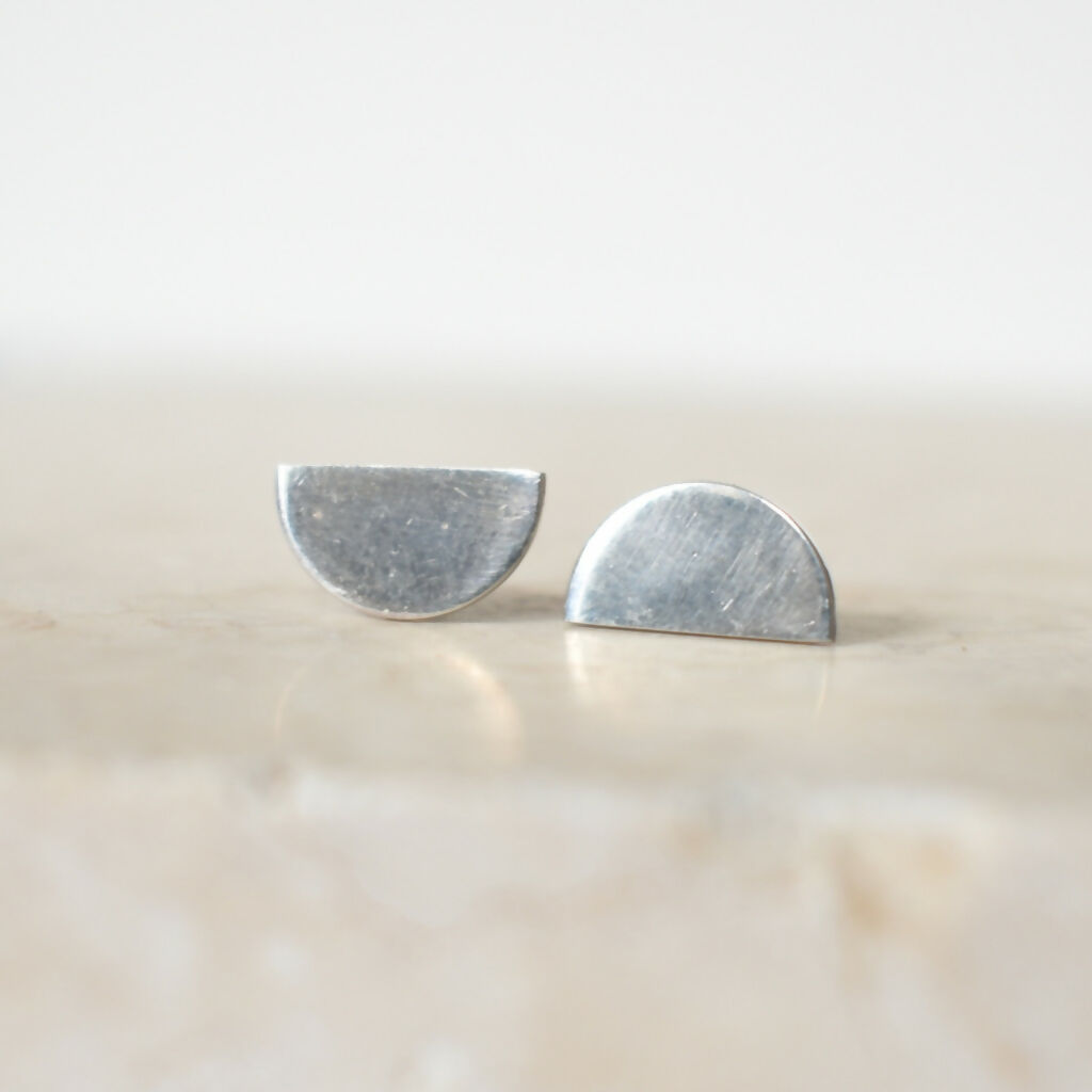 Sterling Silver Semi-Circle Studs