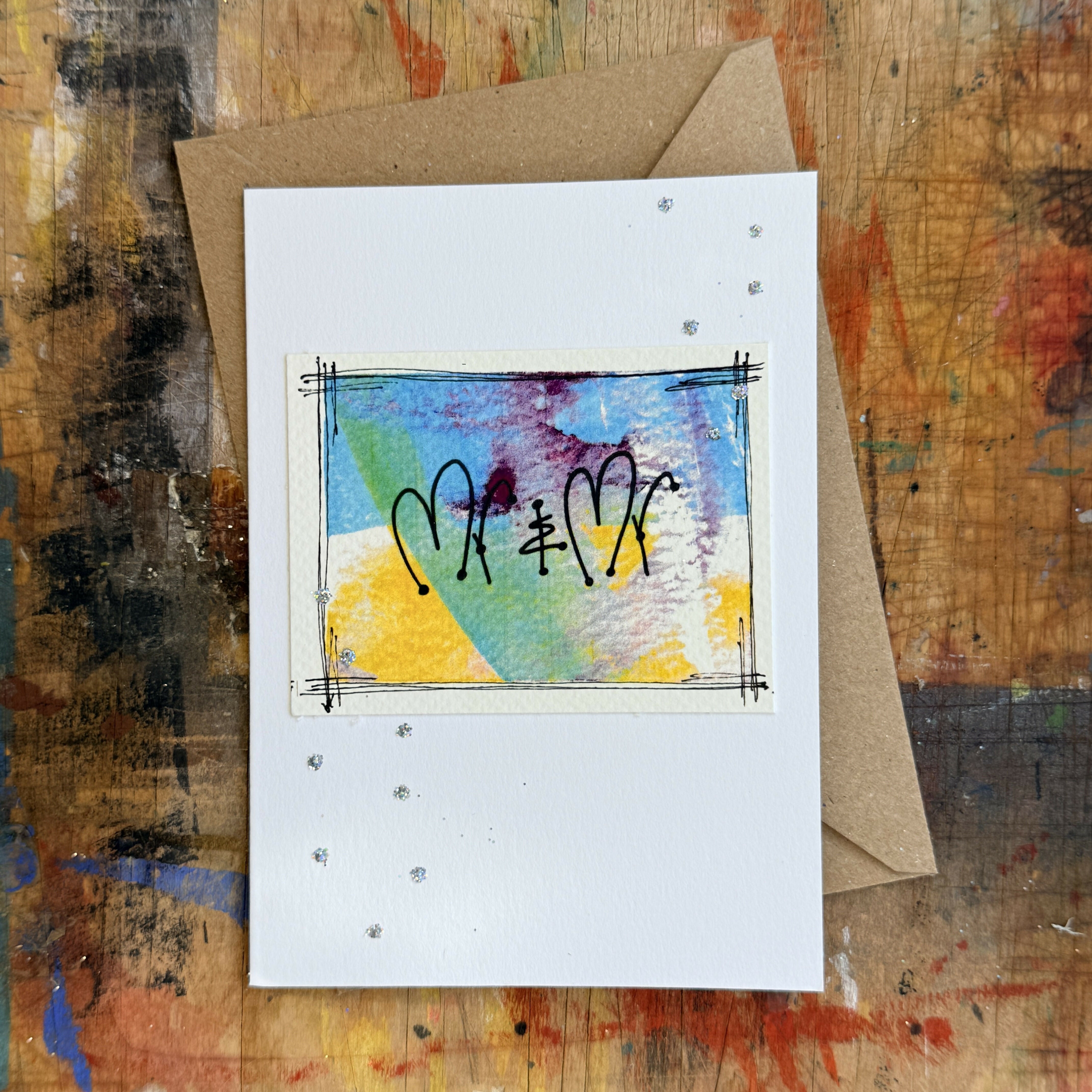 Abstract Mr & Mr Card in Blue