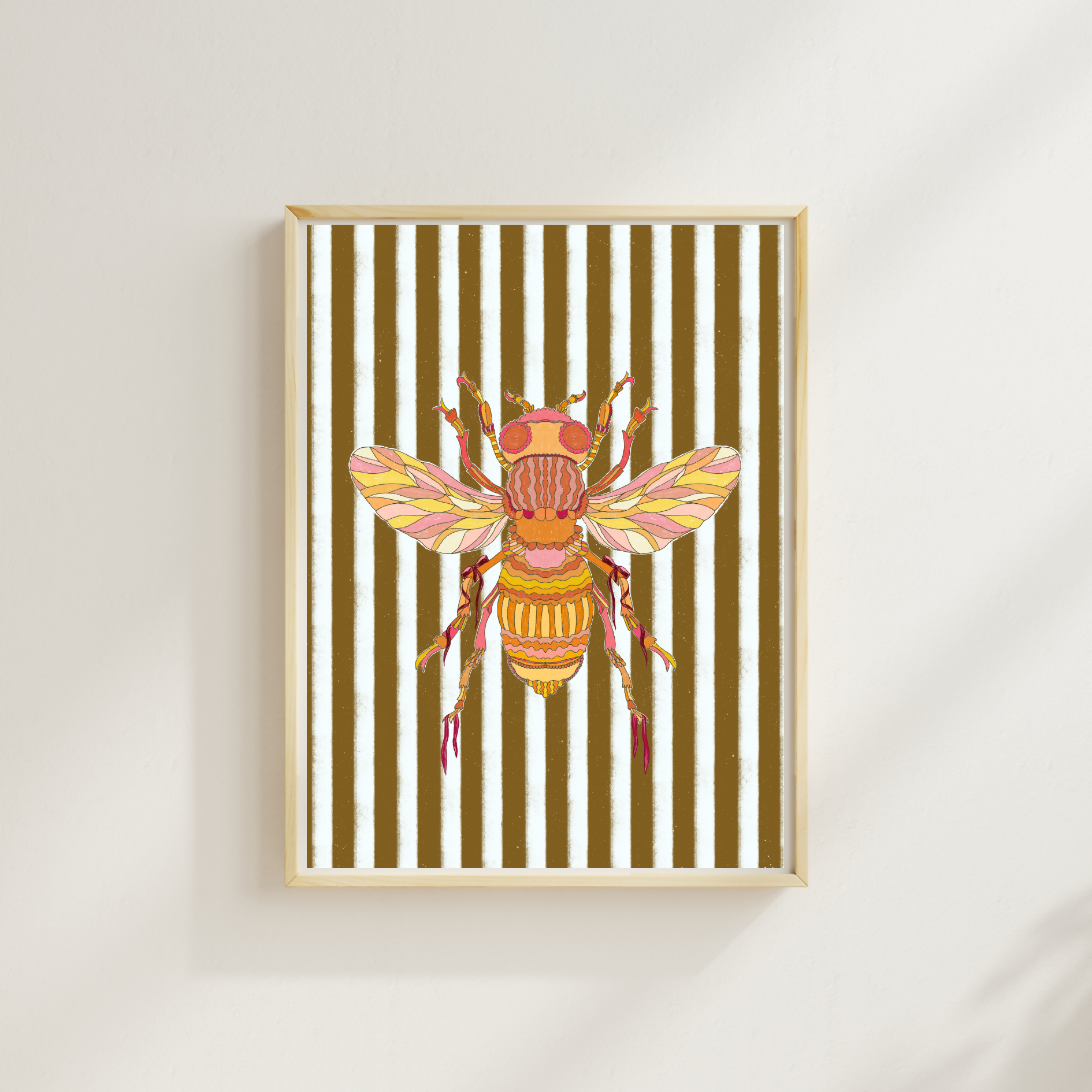 Honey Bee A6 Hand Illustrated Poster