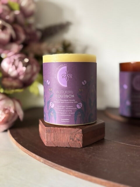 Autumn Equinox - 100% Natural Essential Oil & Beeswax Pillar Candle