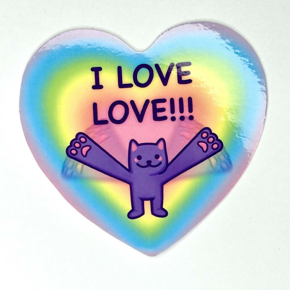 LGBTQ Cat Vinyl Sticker | I Love Love
