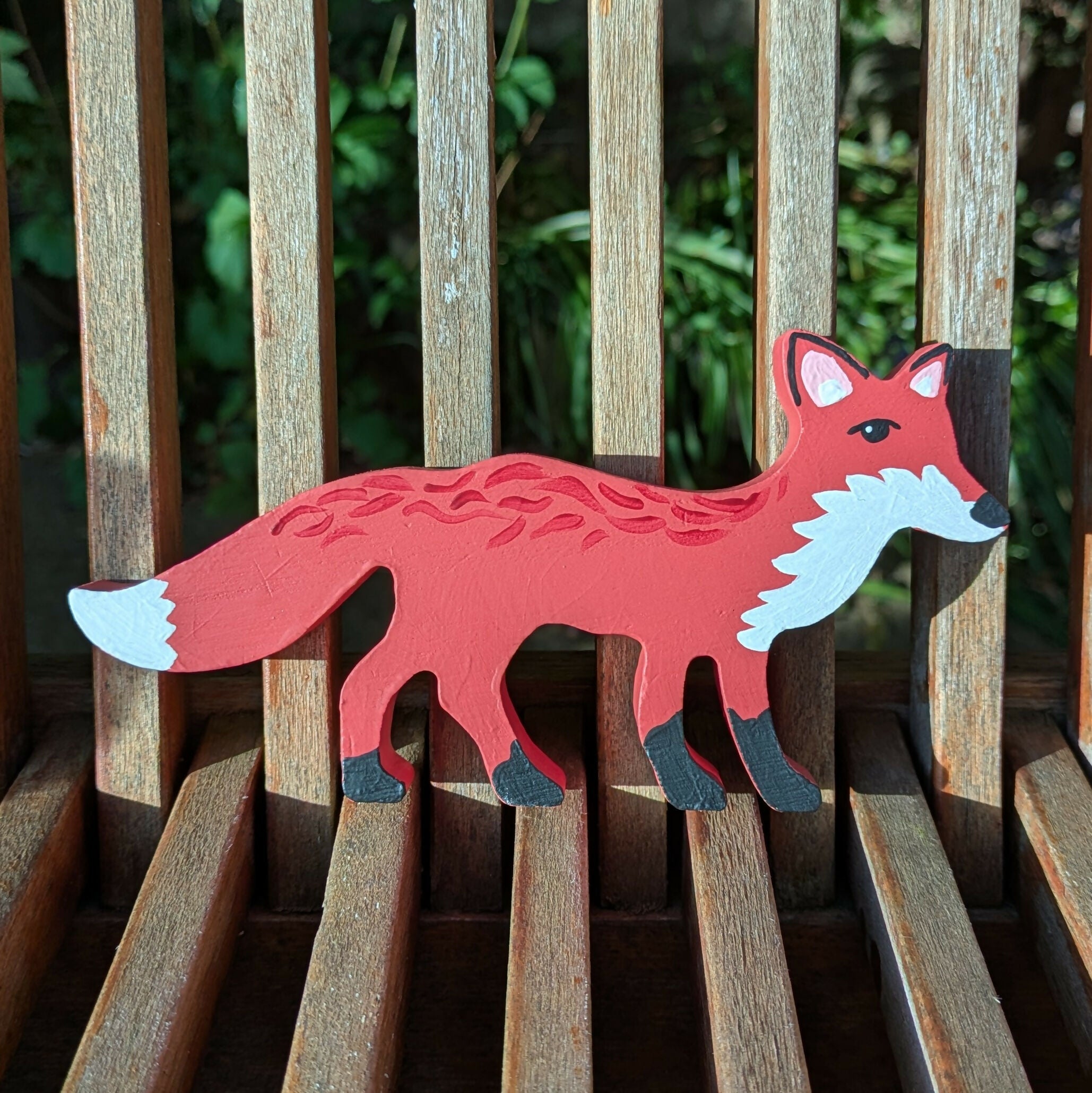 Hand Painted Wooden Fox