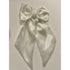 Ivory White Satin Hair Bow with Barrette Clip