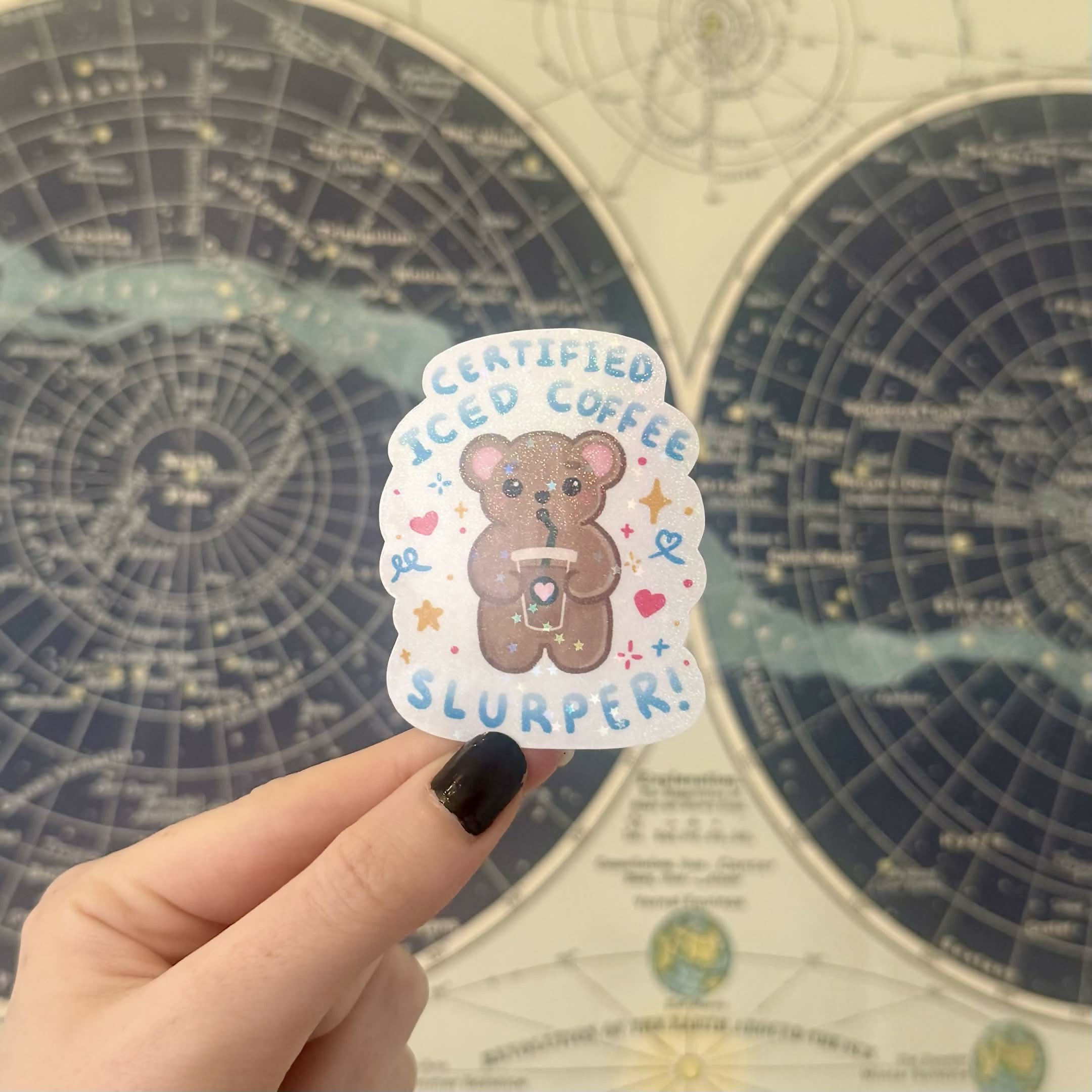 Certified Iced Coffee Slurper Holographic Sparkly Sticker