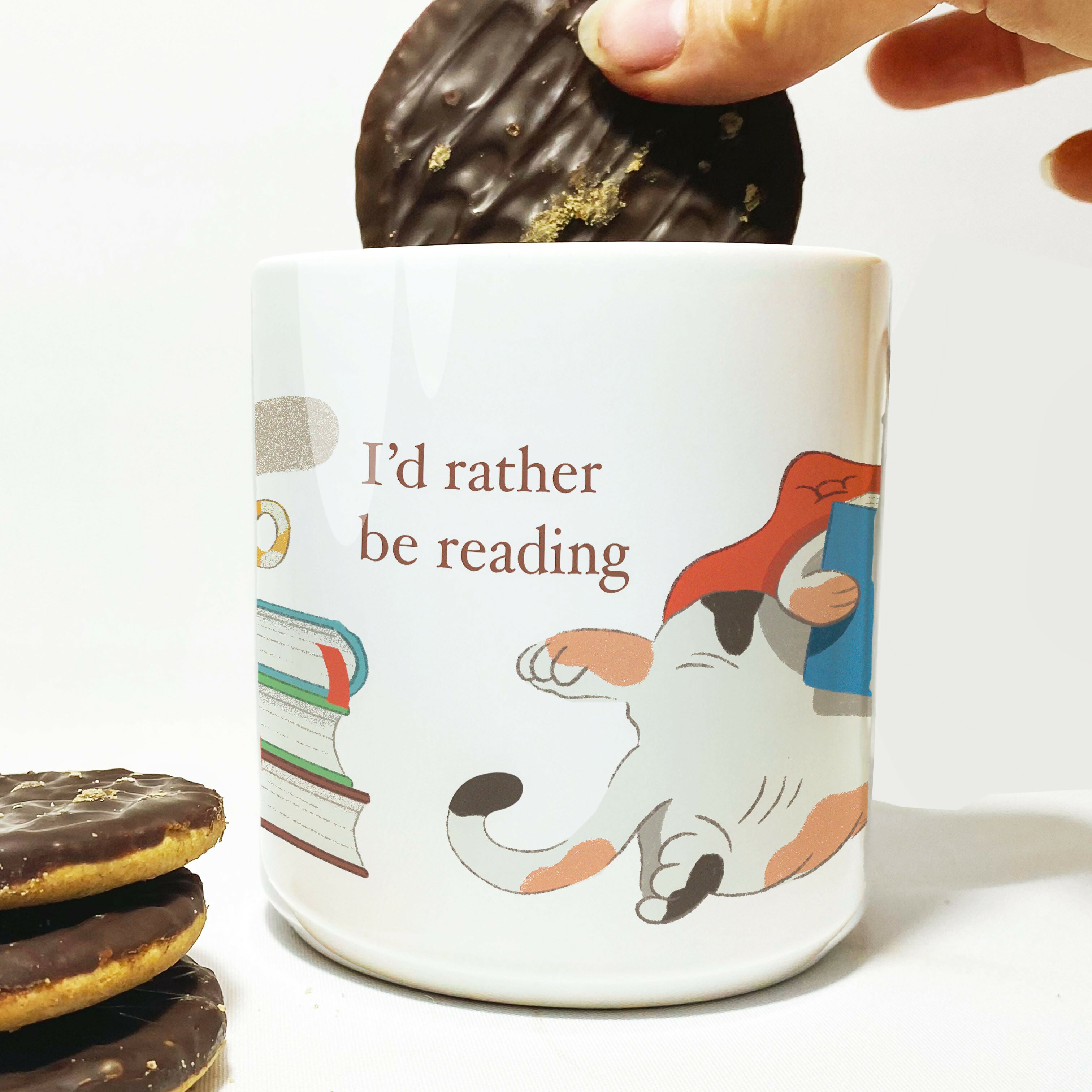 I'd Rather Be Reading - Cat Dunker Mug