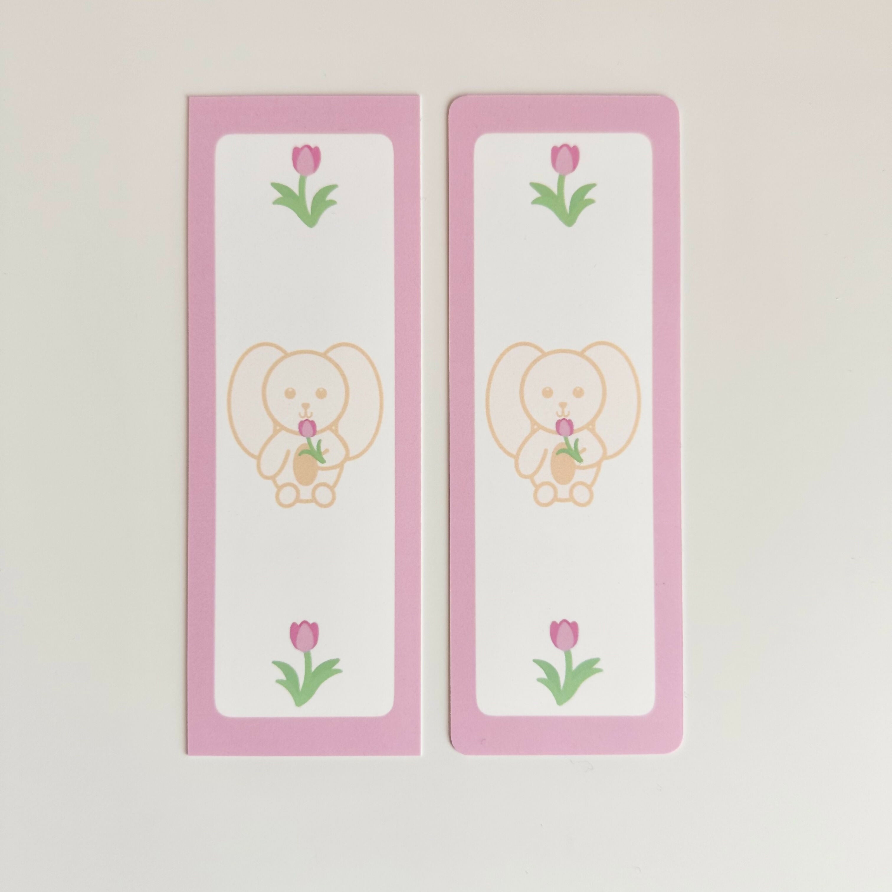 Bunny's Pink Tulip Bookmark