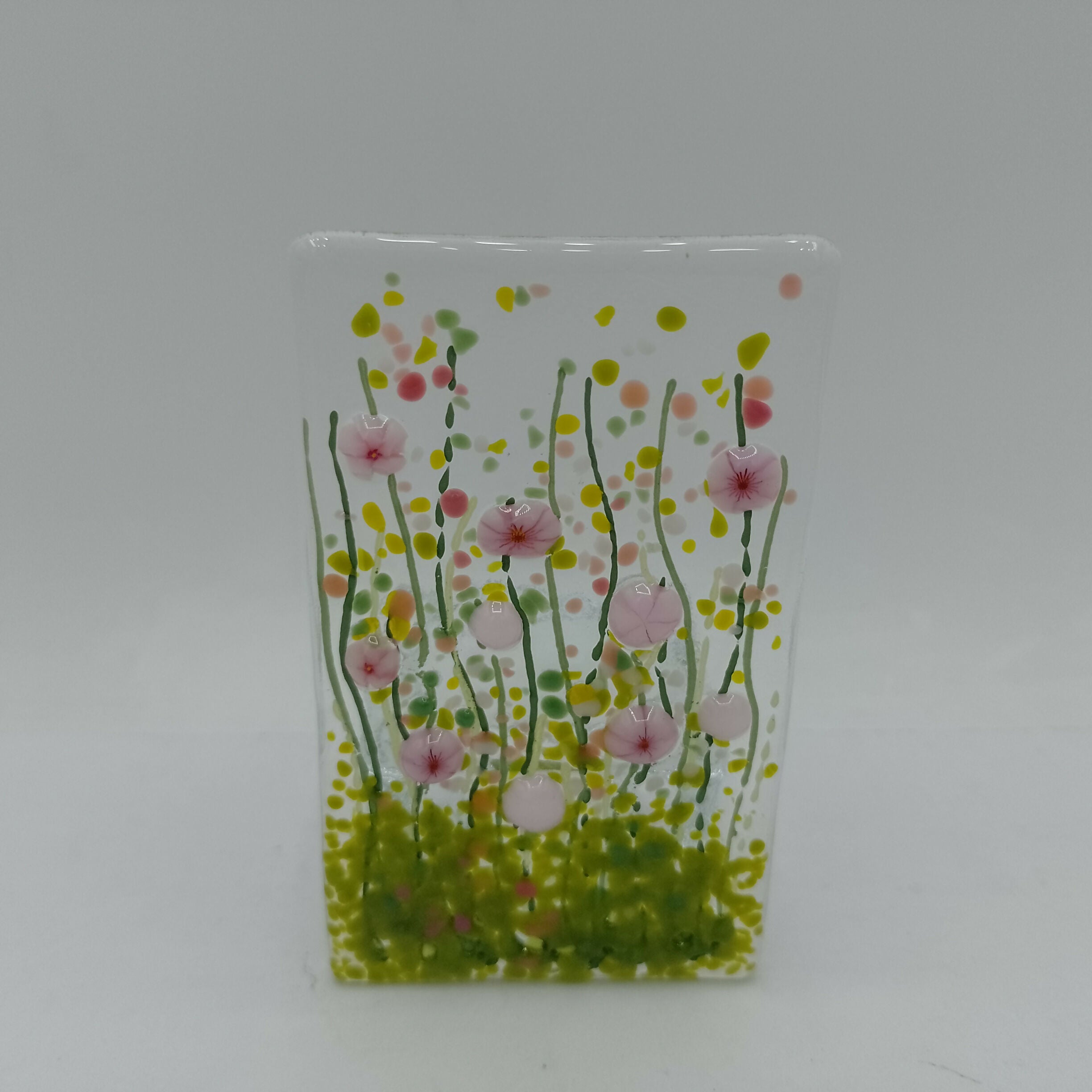 Pink Flower Fused Glass Tealight