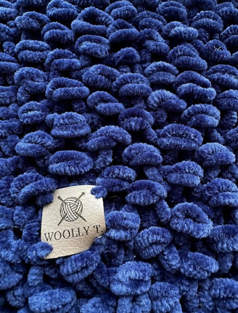MID REGULAR LENGTH , PREMIUM CHENILLE - COSY LUX VELVET CHUNKY SCARF - MIDNIGHT BLUE COLOUR