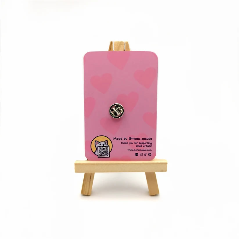 Wooden Pin Badge - Cat In A Box