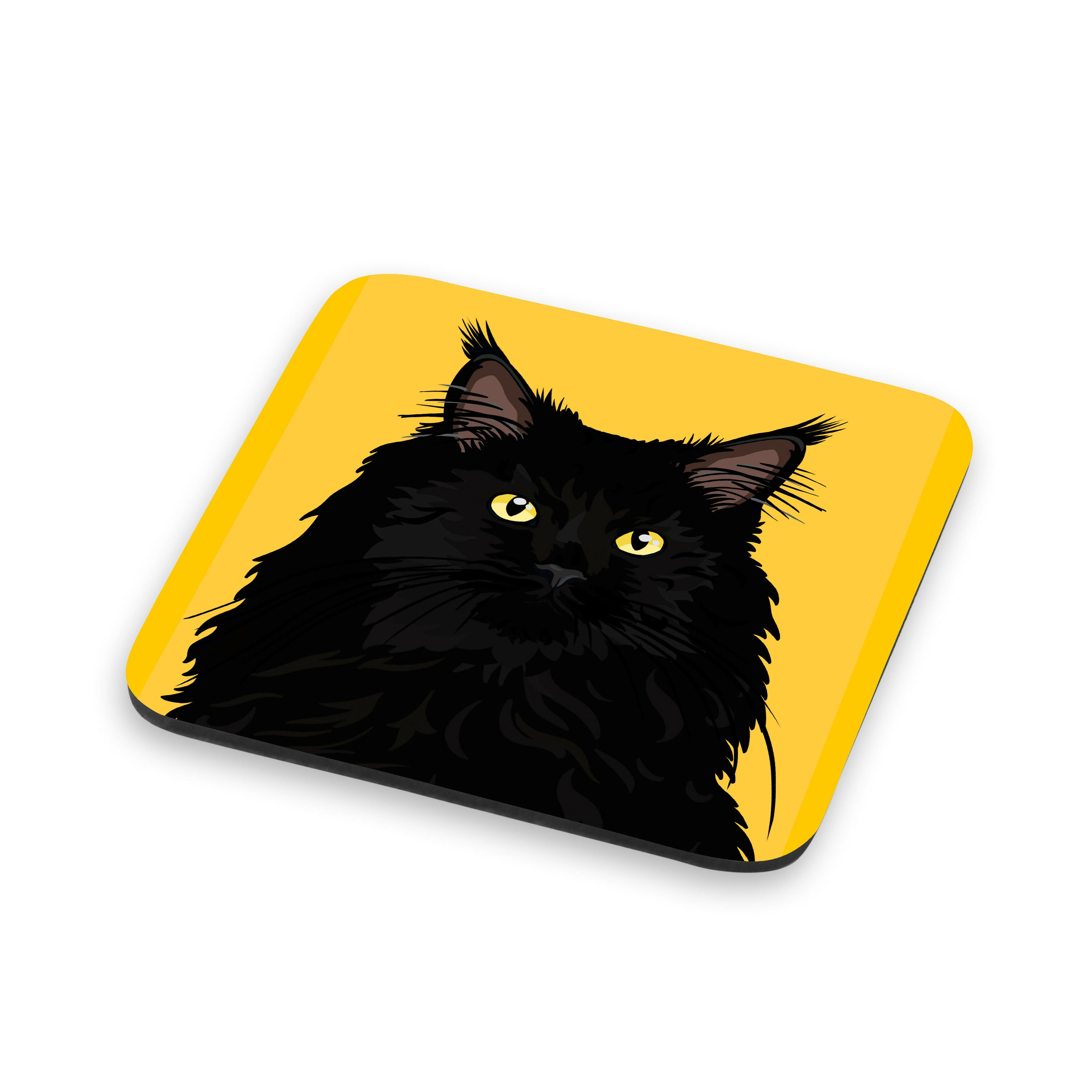 Black Ragdoll Yellow Eyes Cat Coaster