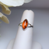Sterling Silver Amber Ring - Marquise