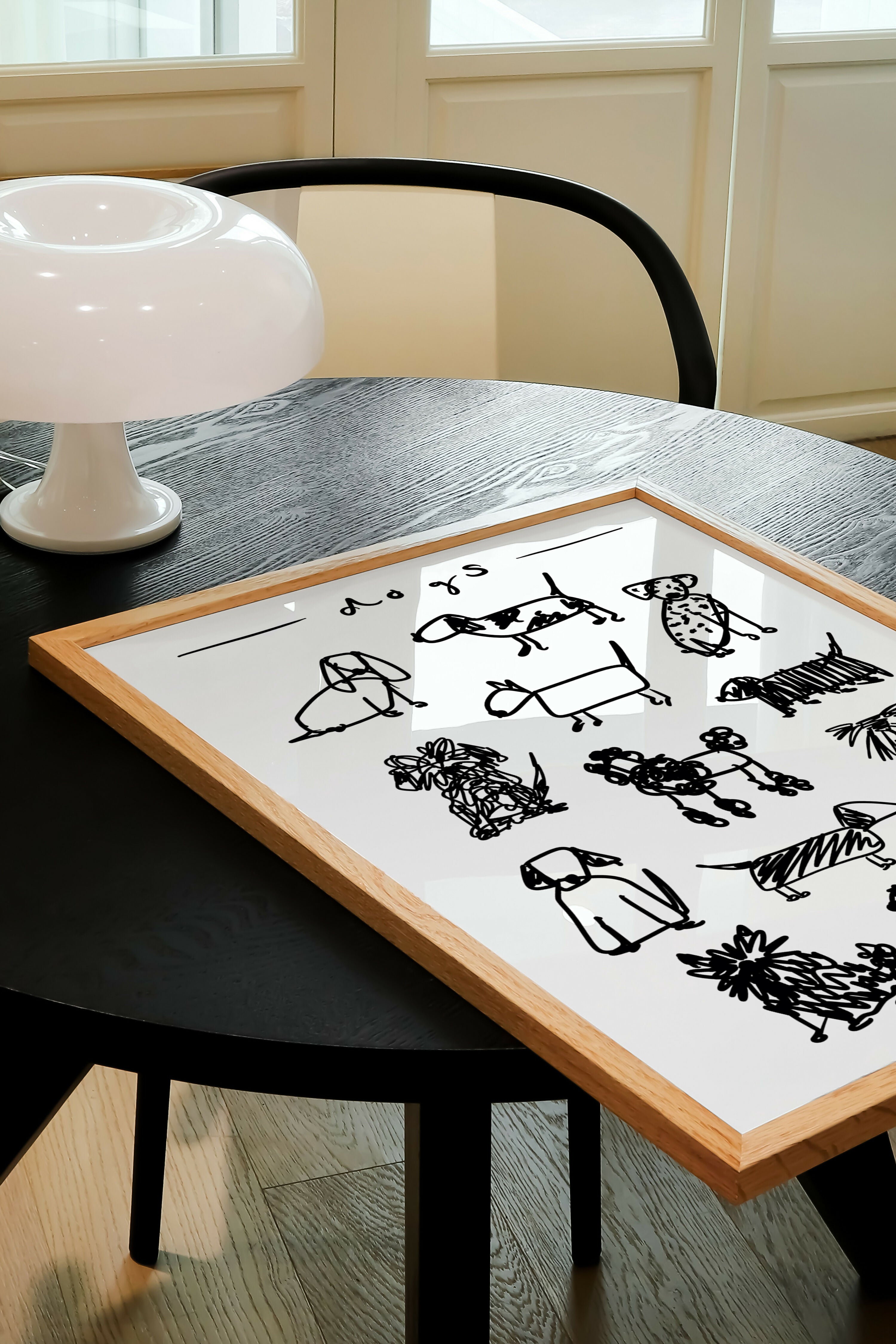 Black and White Dogs Art Print