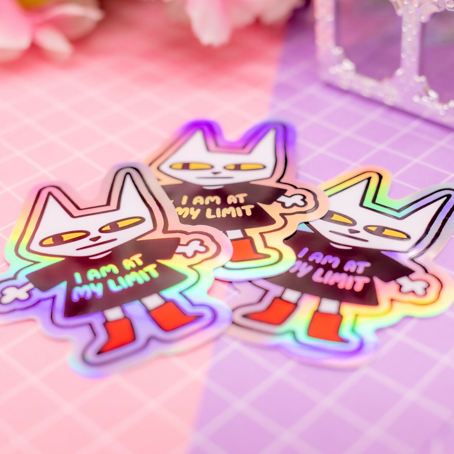 Holographic Sticker - "I Am At My LIMIT" Cat