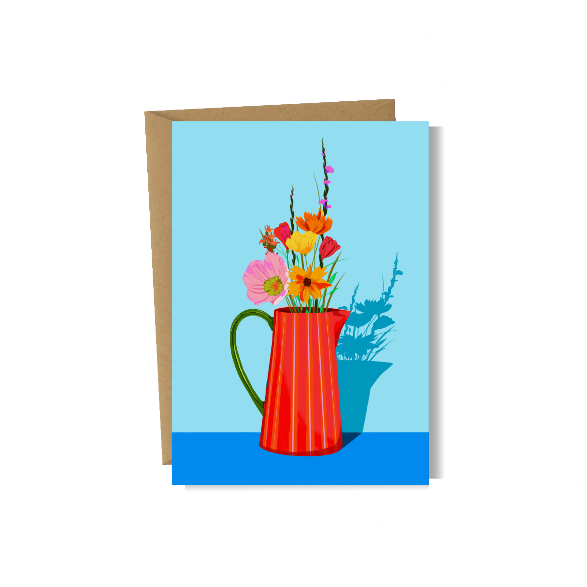 Blue Floral Greetings Card