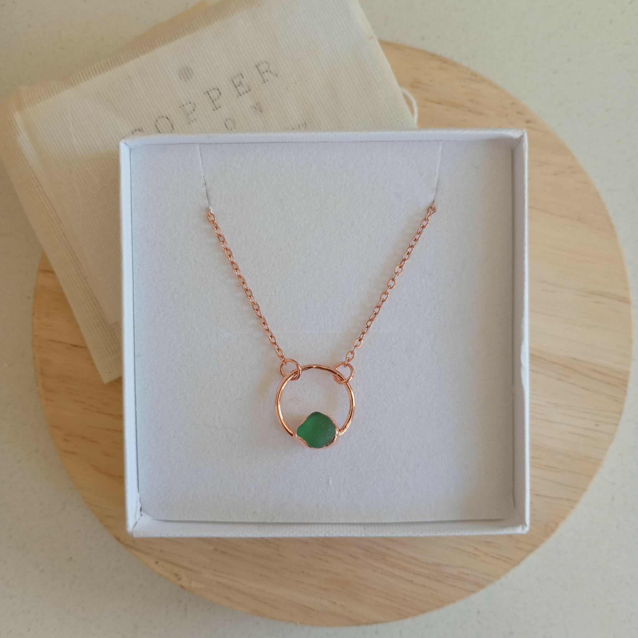Green Seaglass Moon Necklace