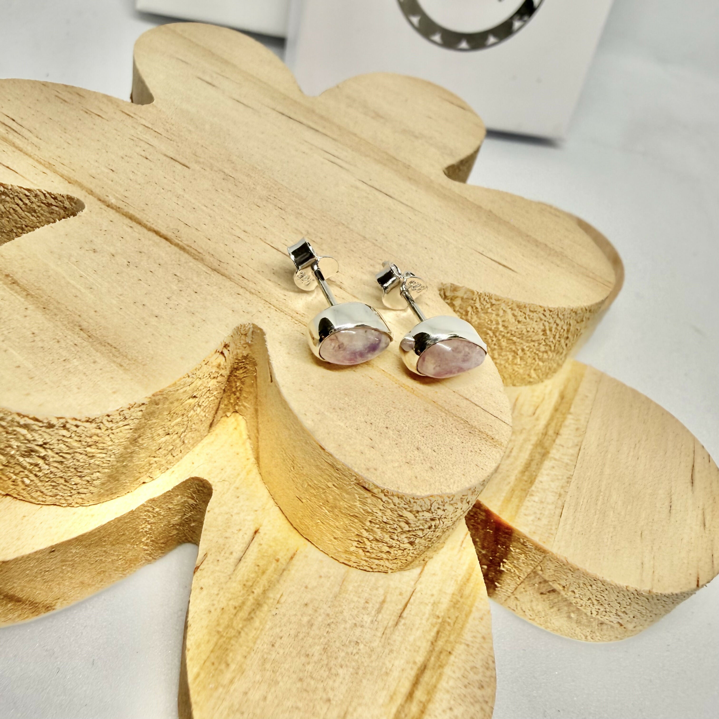 PINK MOONSTONE STUD EARRINGS