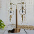 Black Pearl Gold Wire Earrings; Freshwater Baroque Natural Pearl Hammered Brass wire Hoop Dangly Earrings