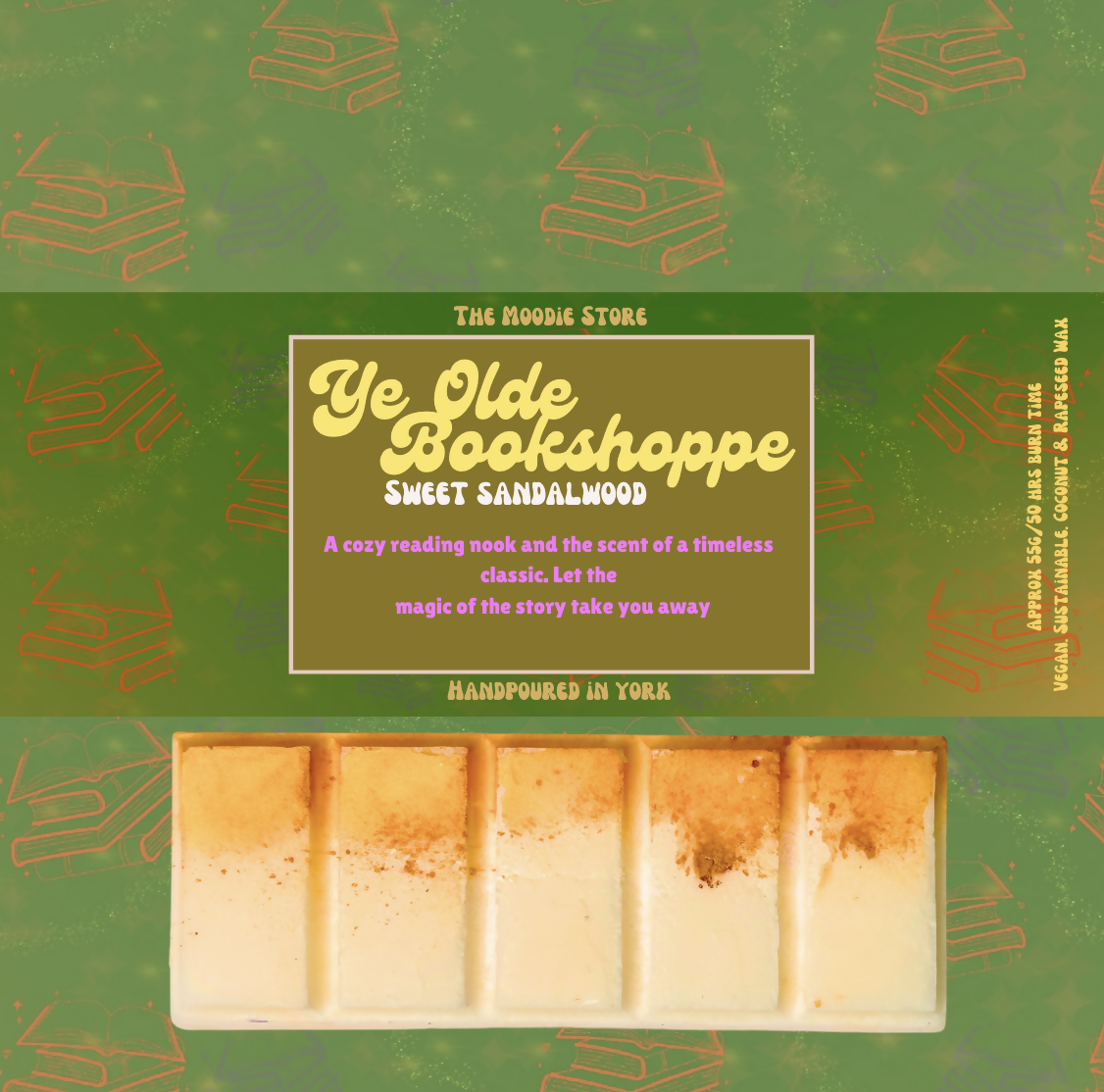 Ye Olde Bookshop -Sweet Sandalwood Fragranced Vegan Wax Melt Snap Bar