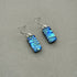 Blue & Green Flower Dichroic Fused Glass Dangle Sterling Silver Earrings - Handmade by Jade Tapson Glass.