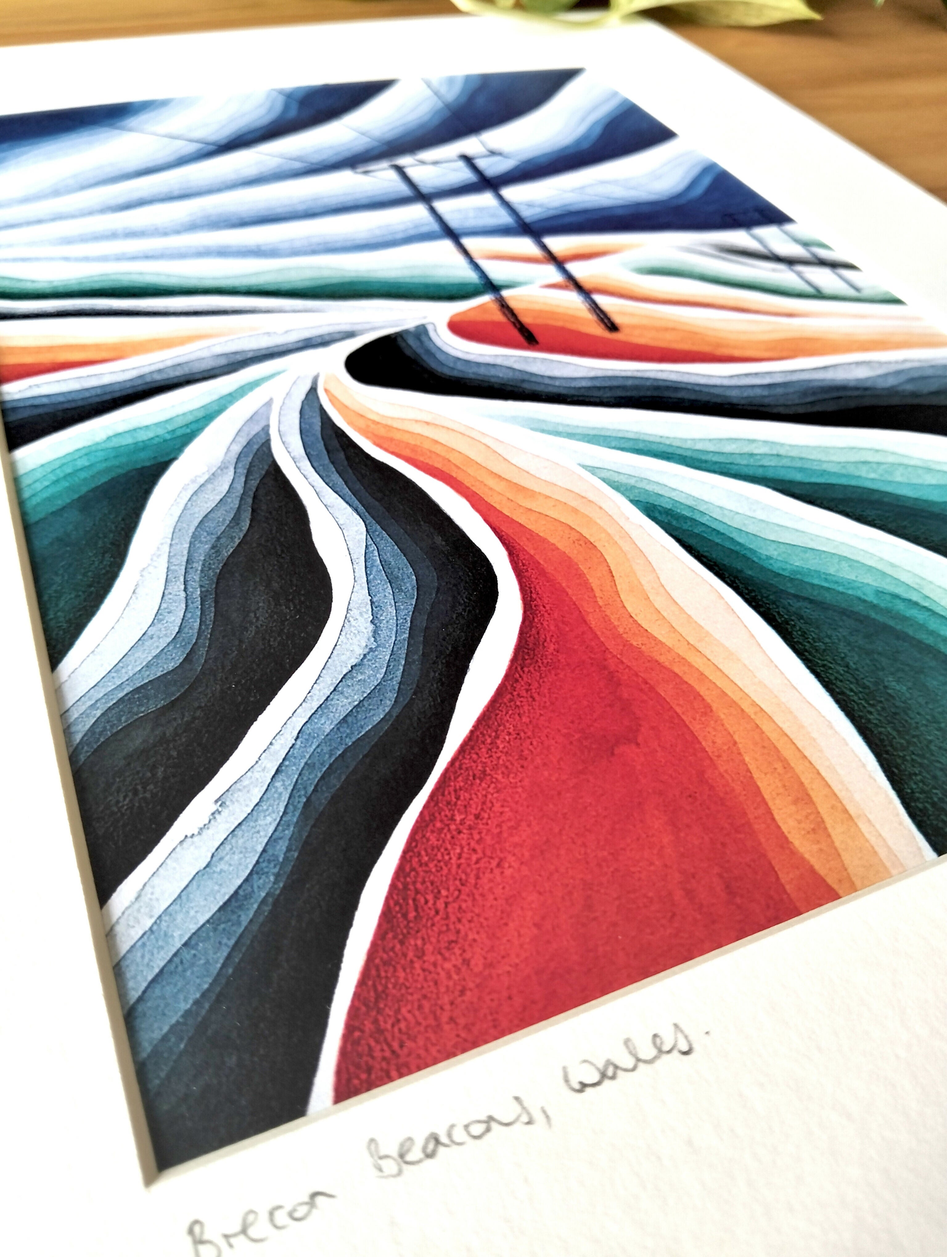 Signed Abstract Landscape Art Print | Brecon Beacons