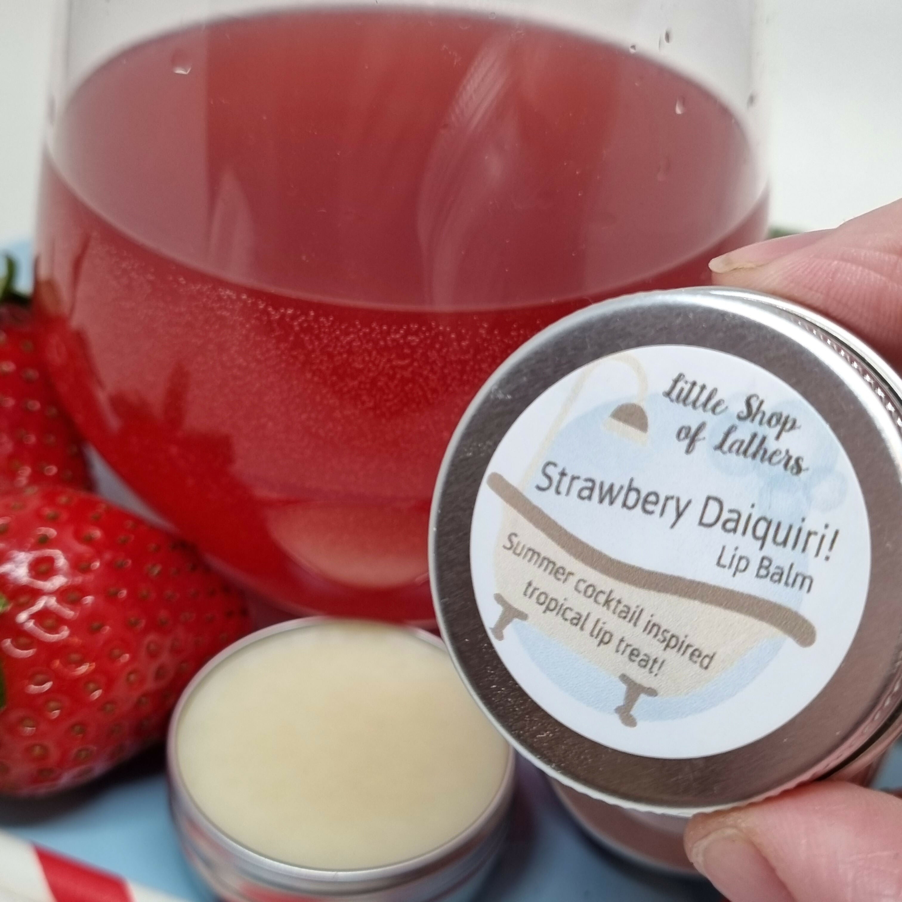 lip balm - strawberry daquiri close up