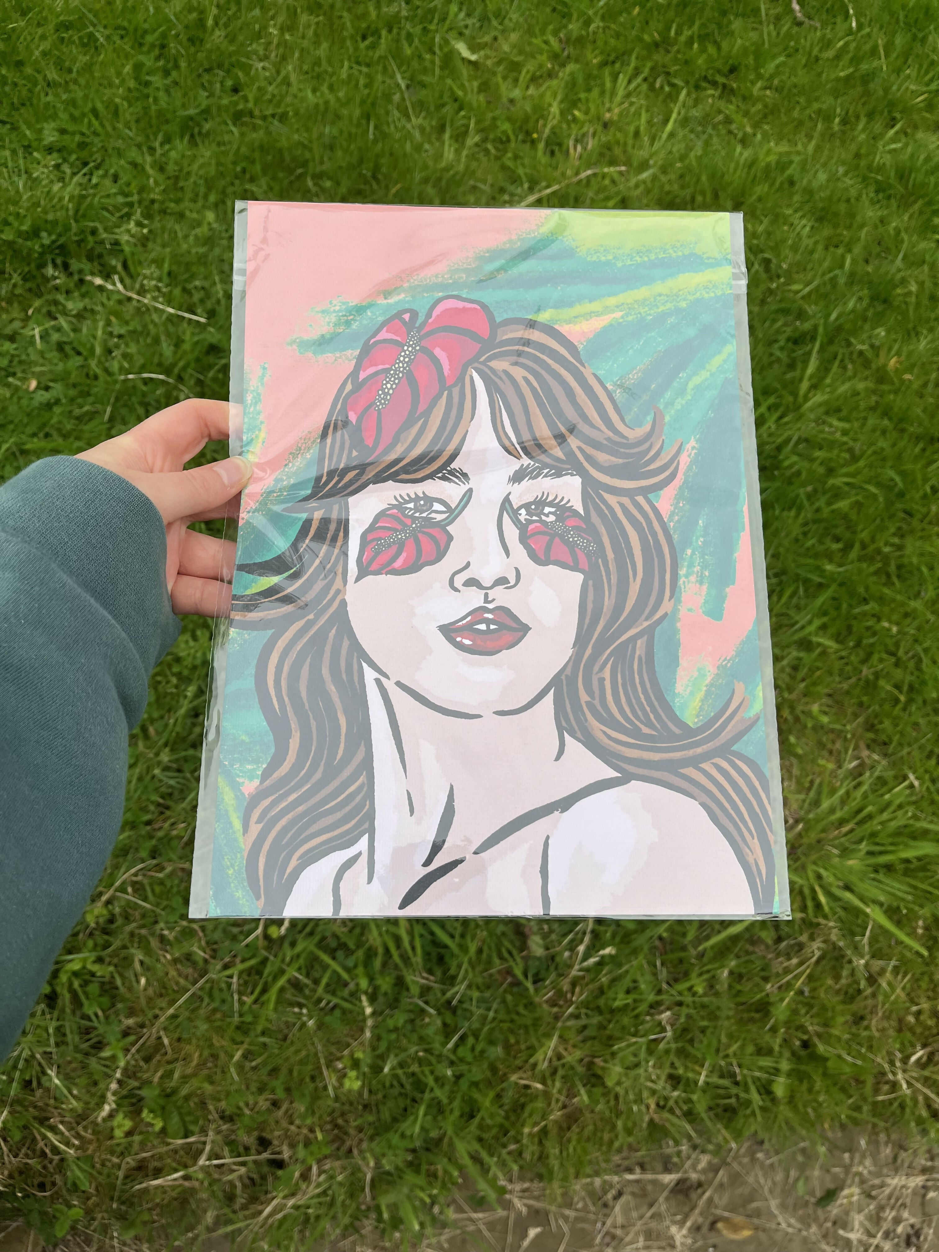 Tropical Portrait Illustration Print A4