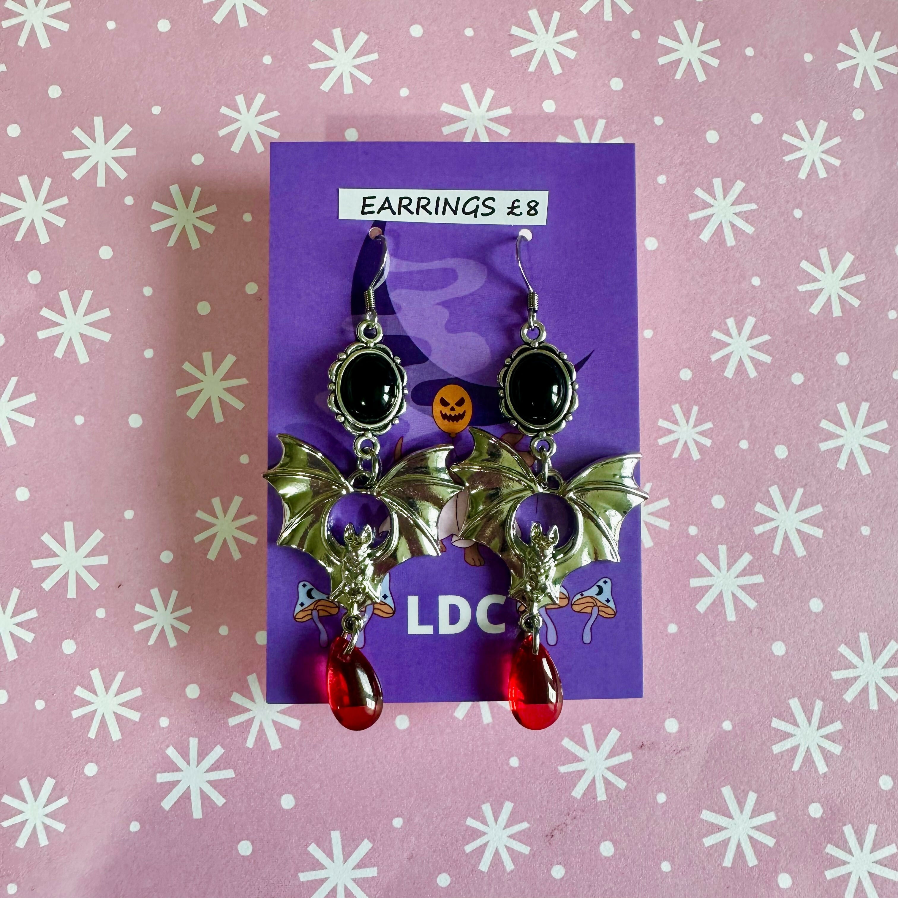 Vampire Bat Dangle Earrings