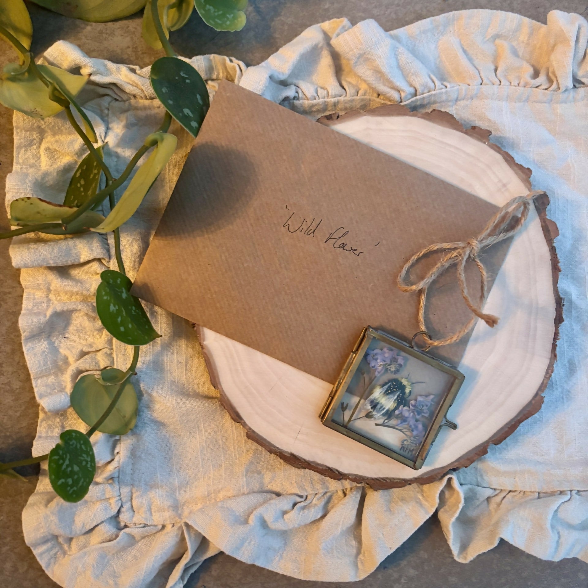 Original Acrylic Bee Painting 'Wild Flower' Glass Hanging