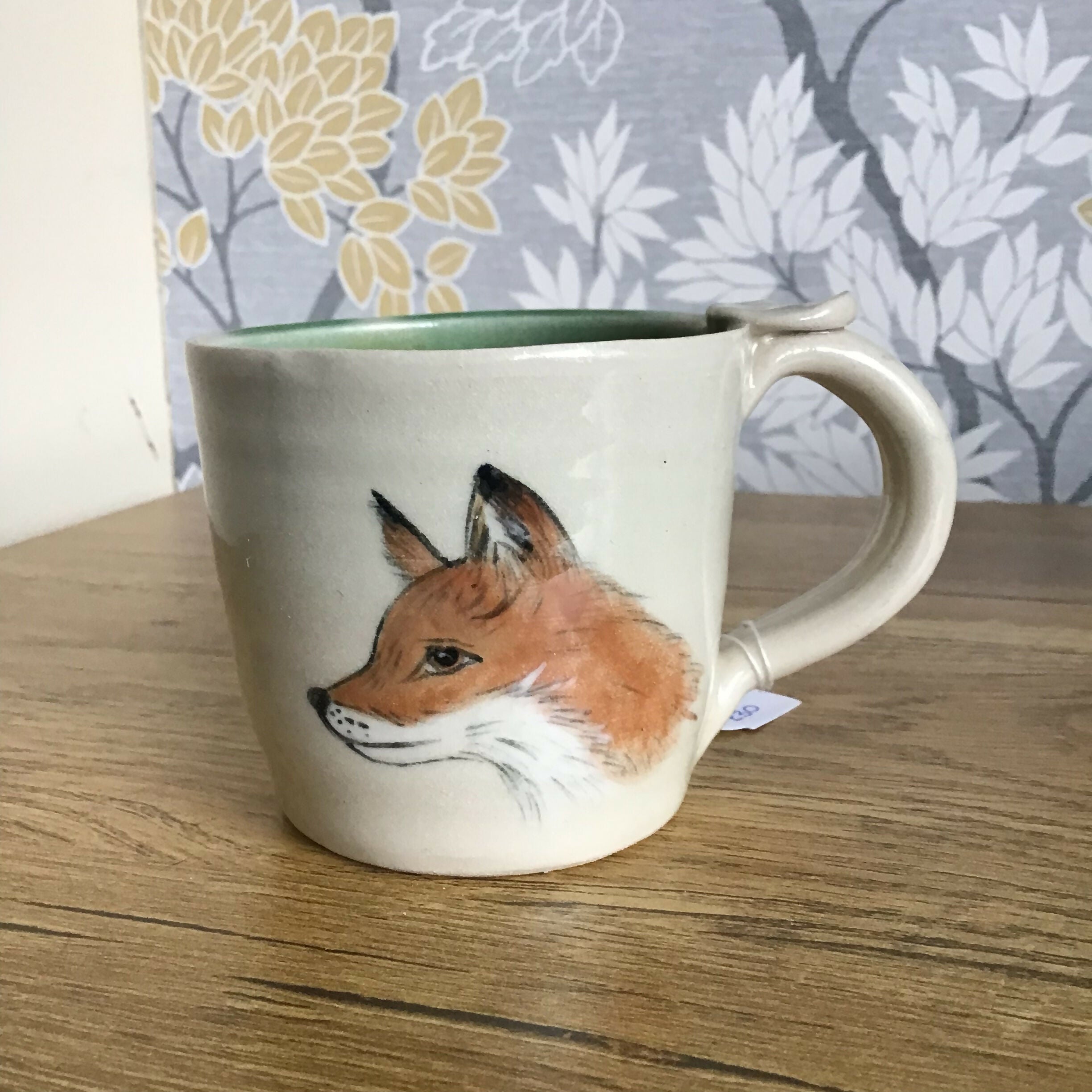 Handpainted Animal Mug Green/ cream /brown