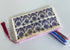 Hand printed Zip Pouch with Purple Flower Design.