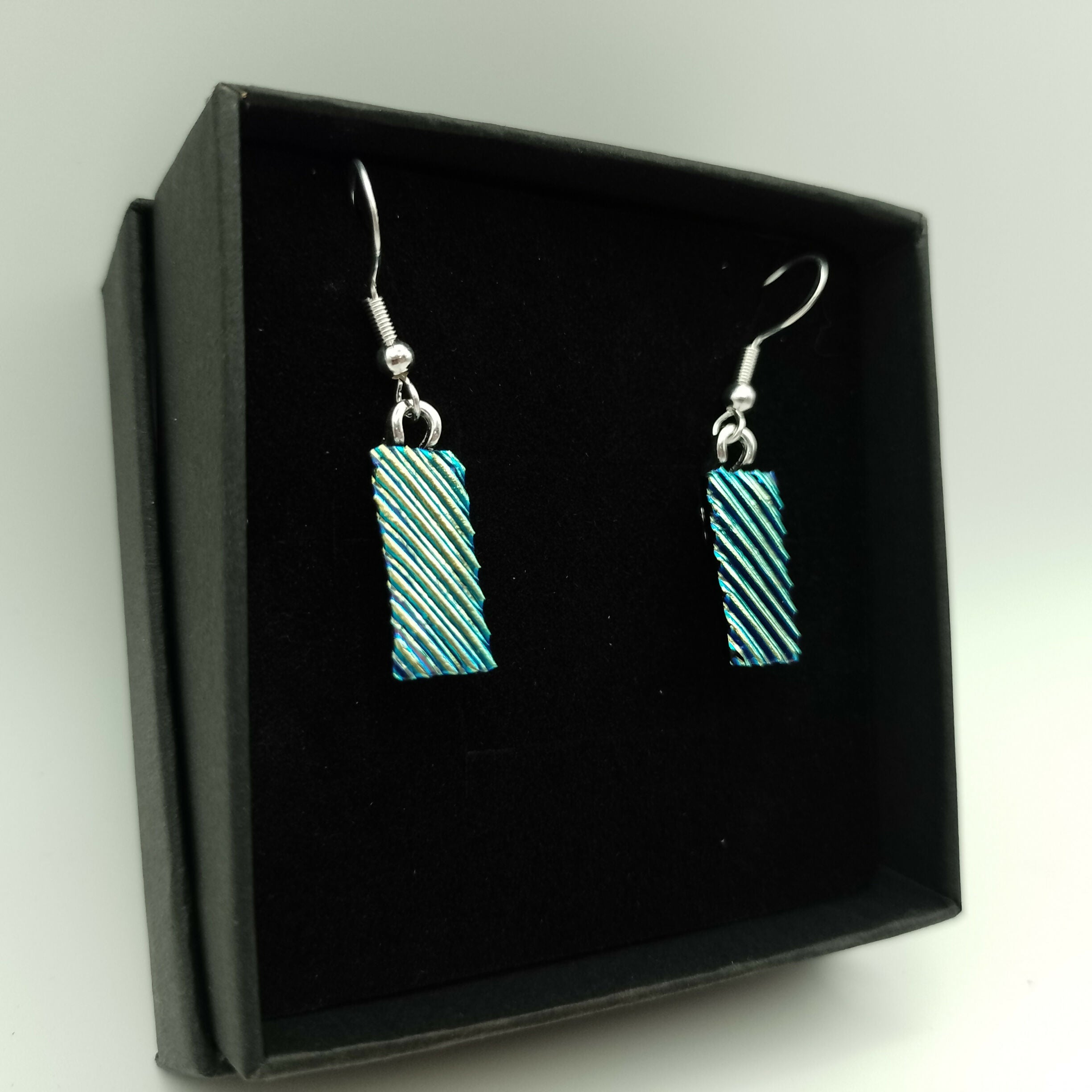 Blue and Green Dichroic Glass Earrings
