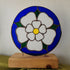 Glass Yorkshire Rose on Wood