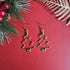 Christmas Tree Brass Wire Earrings; Jade Citrine Crystal Gold Handmade Festive Earrings
