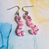Handmade Pink Glitter Worms Resin Earrings