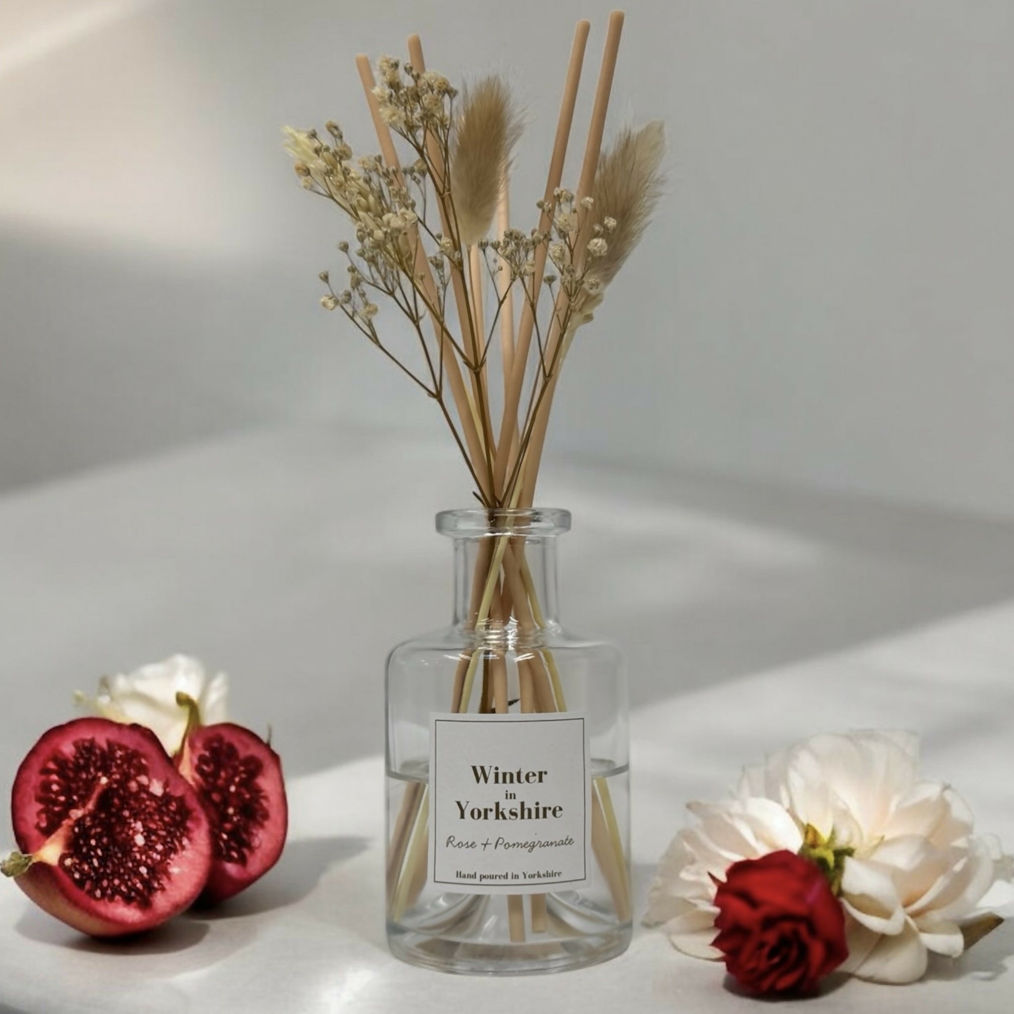 Winter in Yorkshire - Rose and Pomegranate Dried Flower Reed Diffuser - 100ml