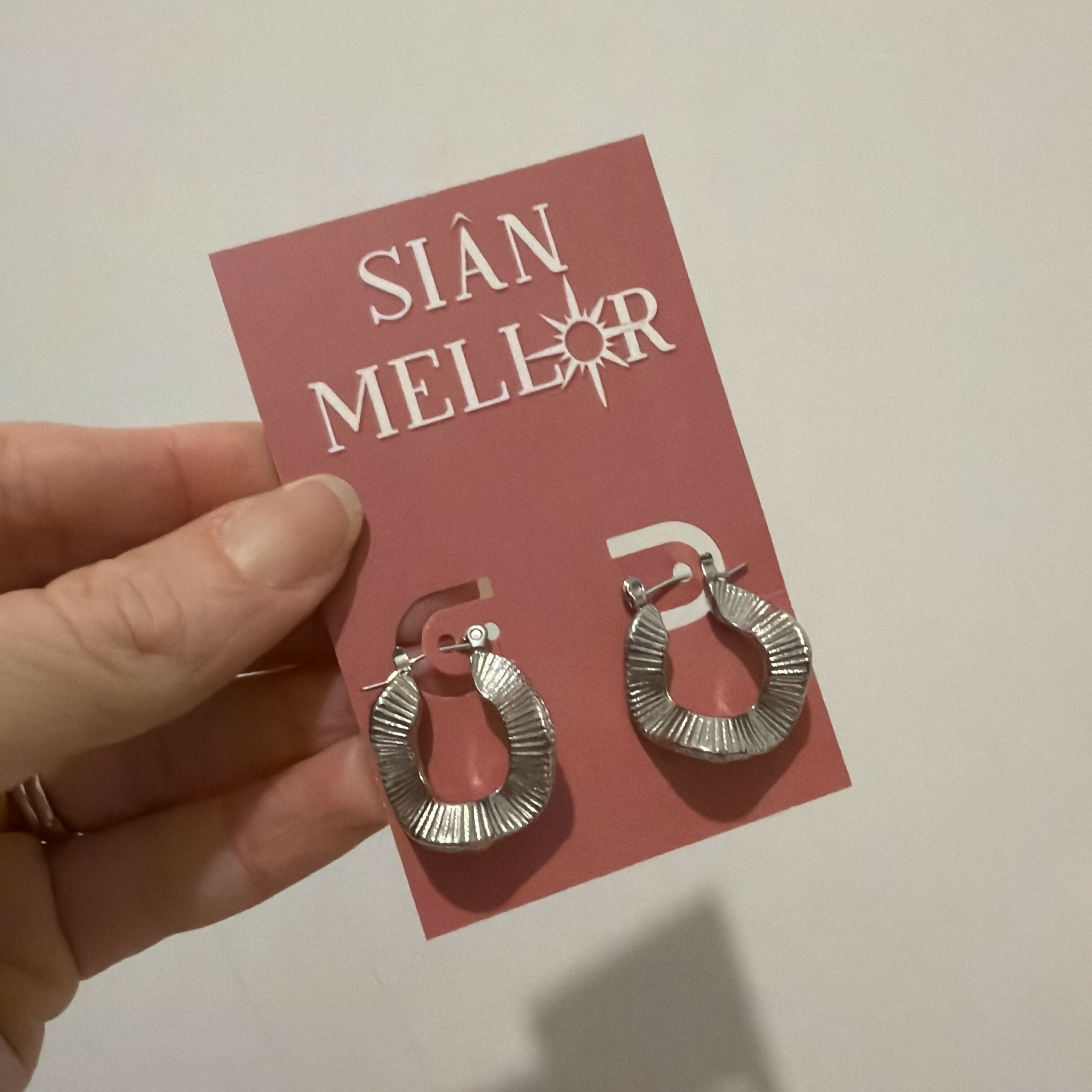 Wavy Textured Hoop Earrings - Silver