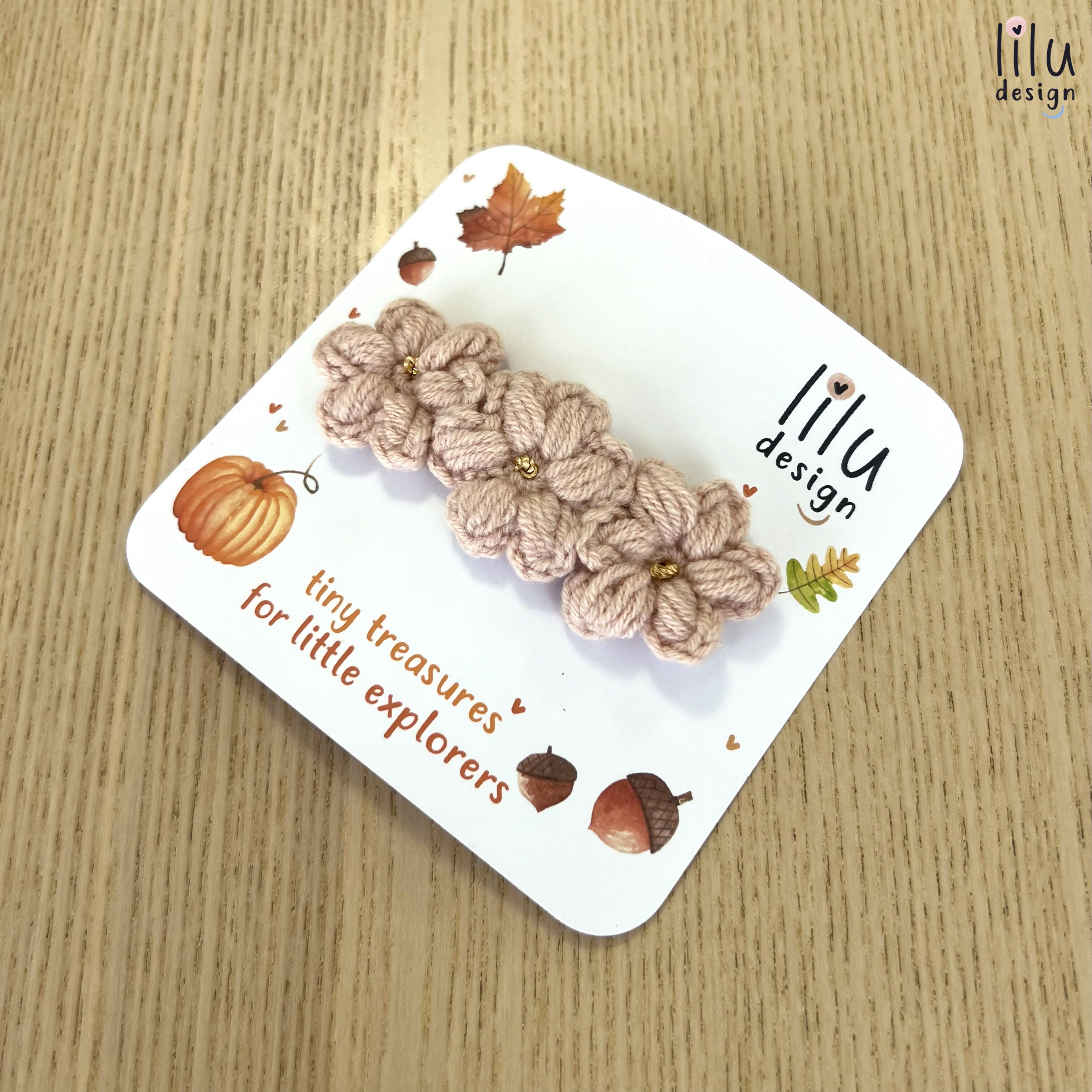 Crochet Hair Clip - Three Flowers