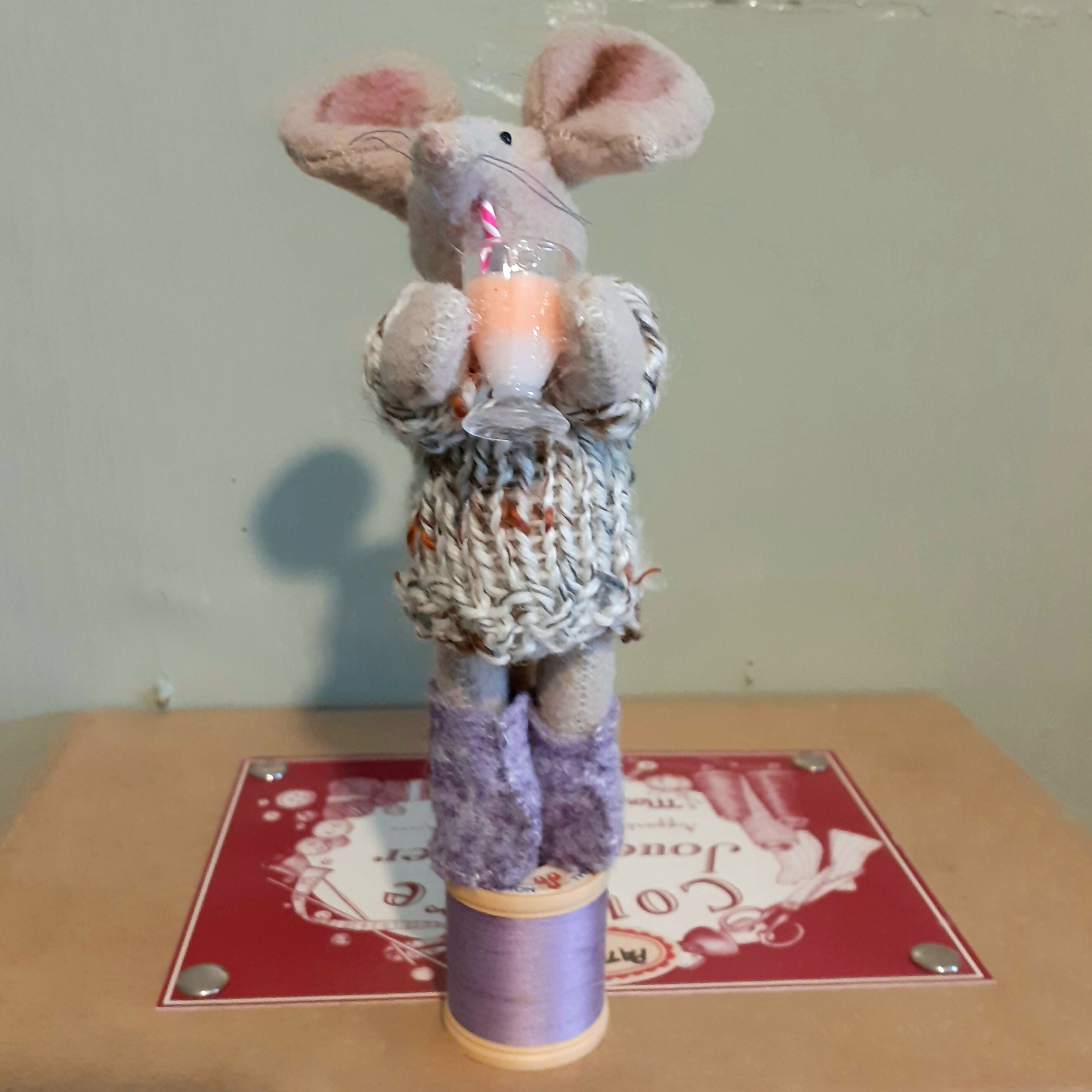 Mouse On Vintage Cotton Reel Ornament